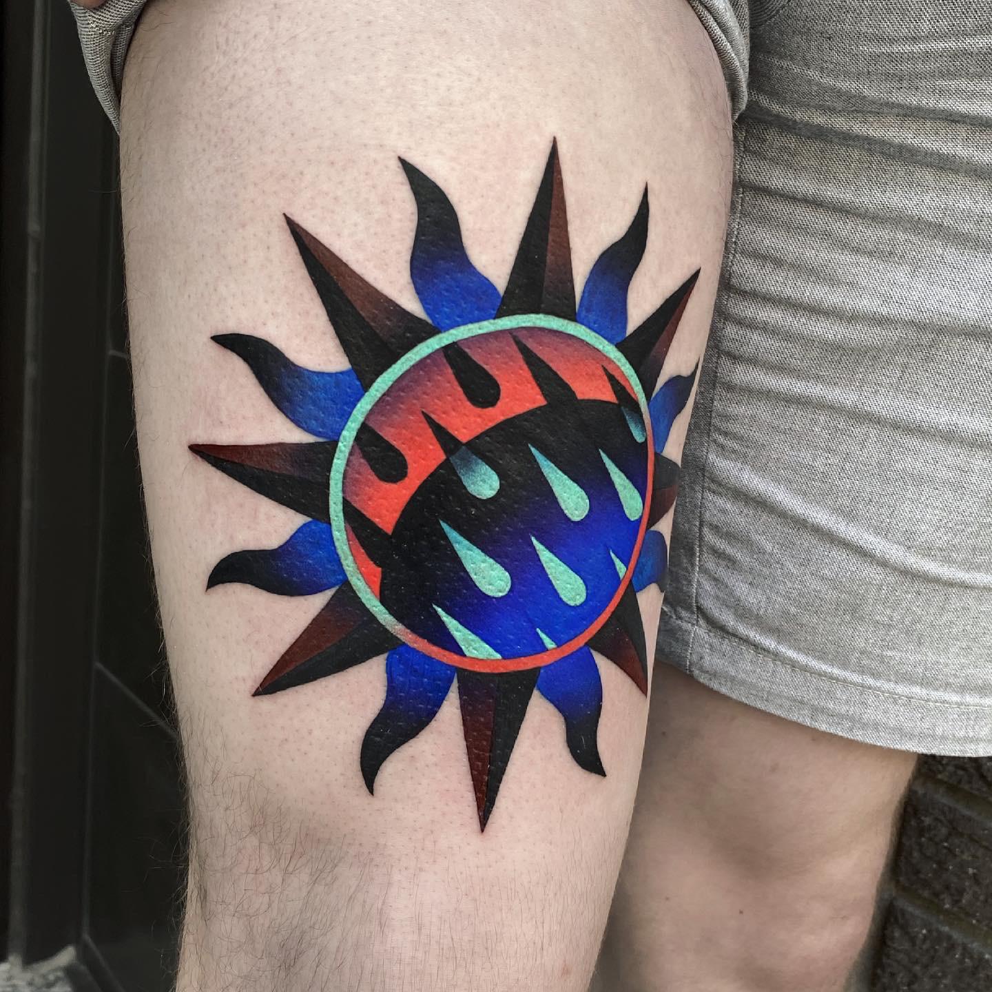 Traditional rose and skull by Aidan Rouse All Seeing Eye Tattoo