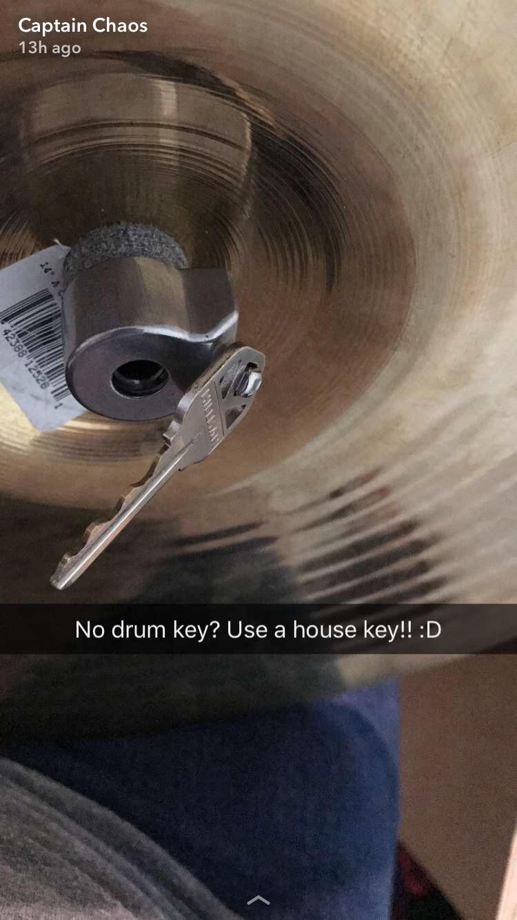Don't have a drum key? Use a house key!! (Dw hi hat clutch) r/drums
