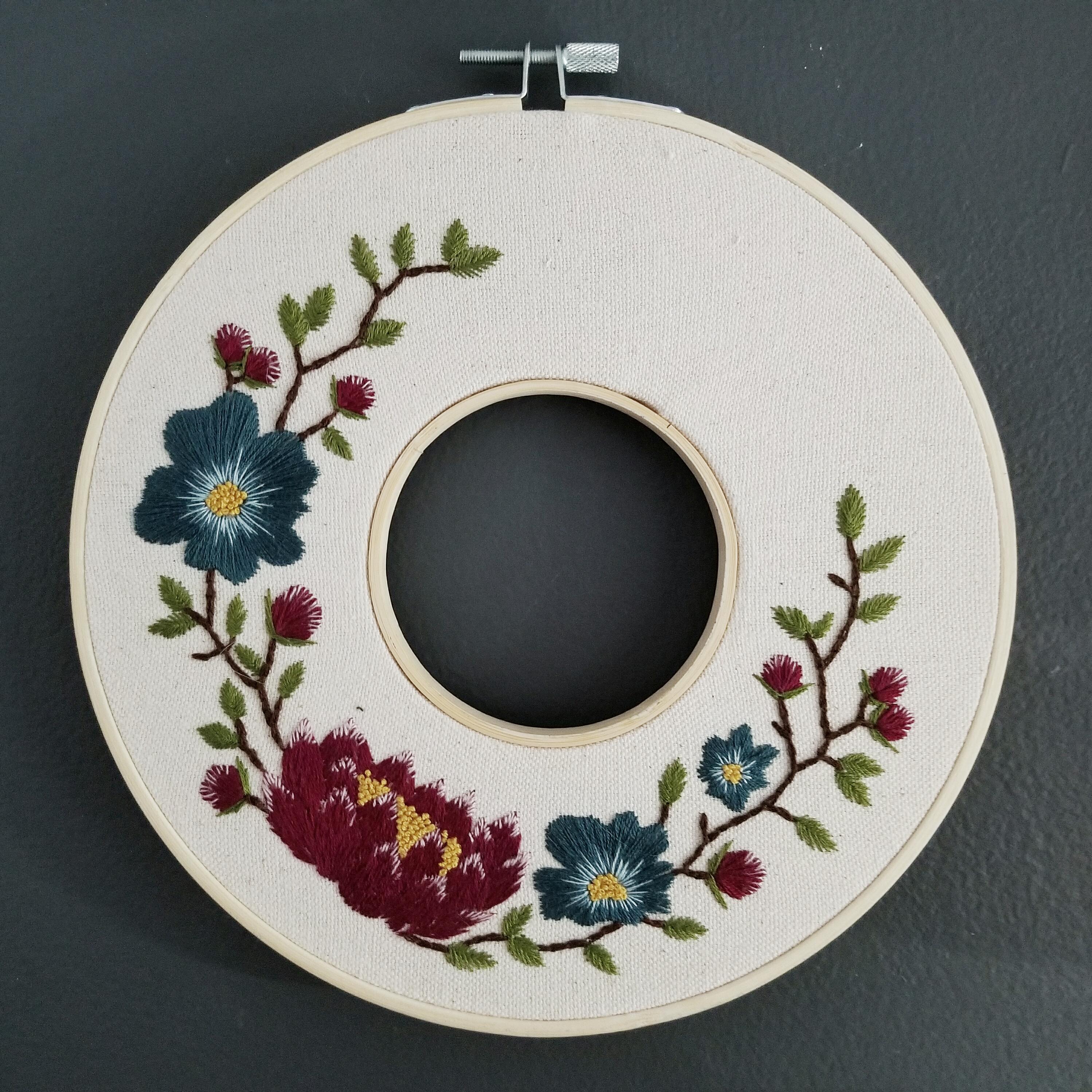 My first shot at a double hoop embroidery with some fall toned florals