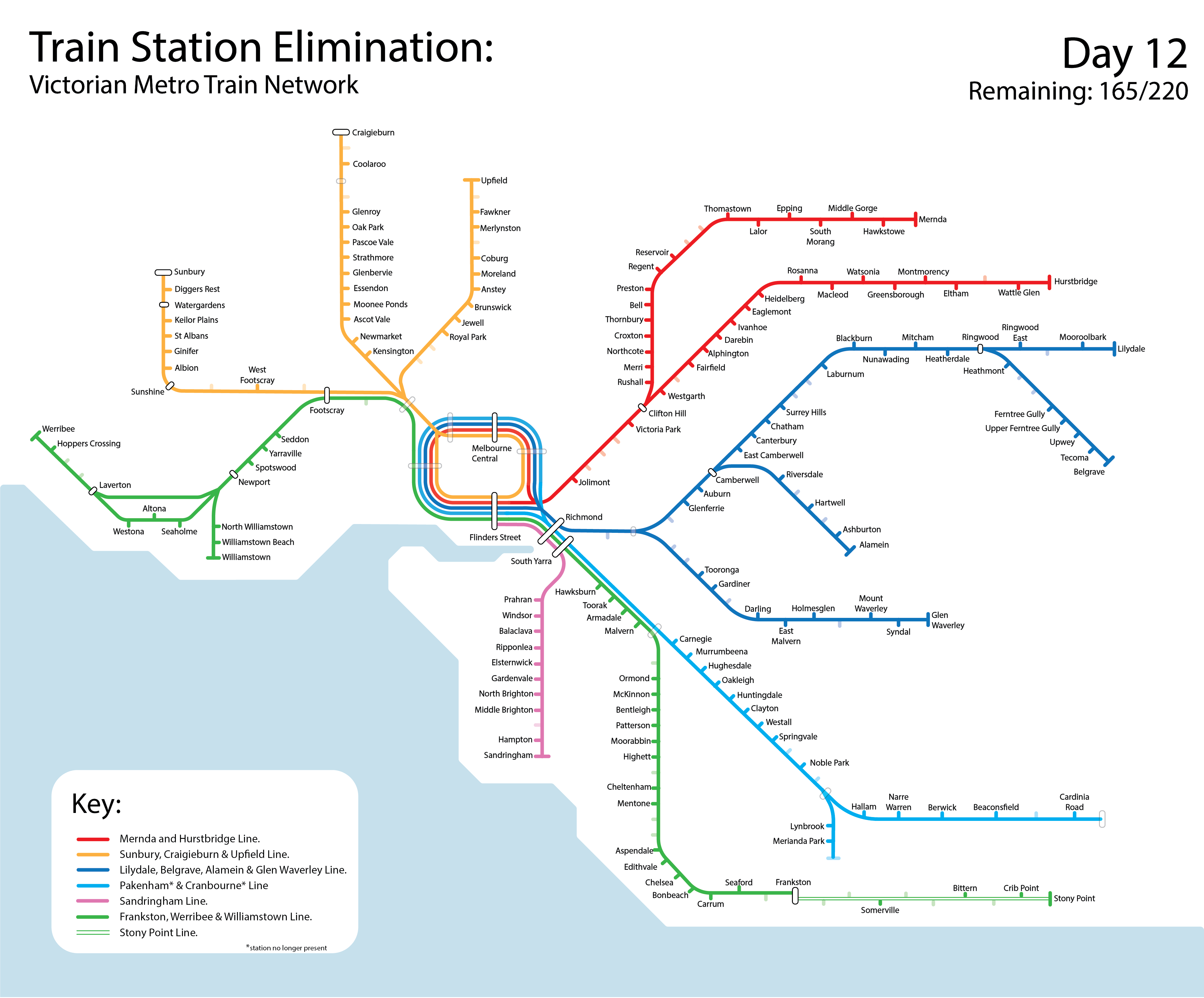 Train Station Elimination Day 12 Stations targeted in todays cut had
