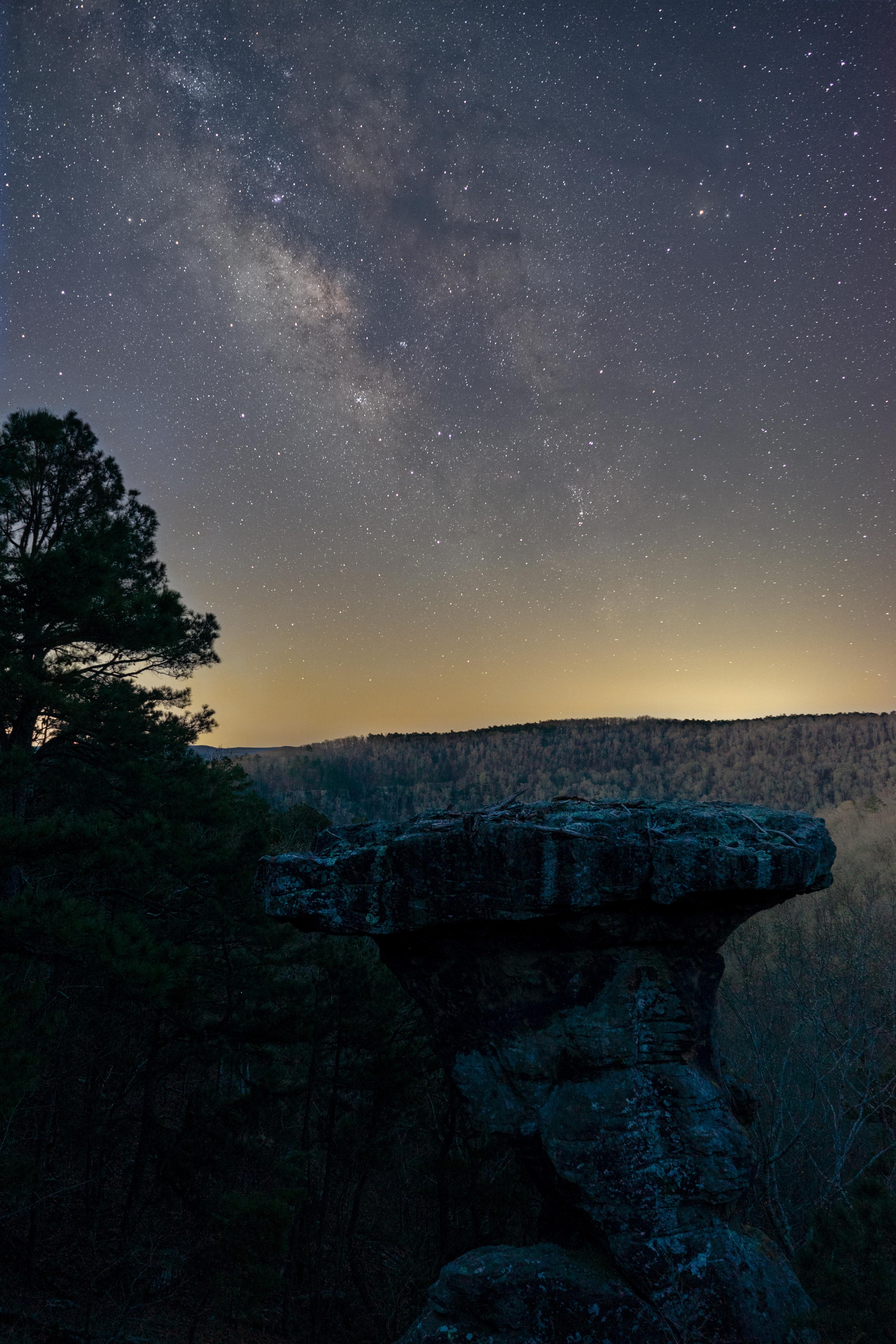 Milky Way over Famous Pedestal, Pedestal Rocks Scenic Area r/Arkansas