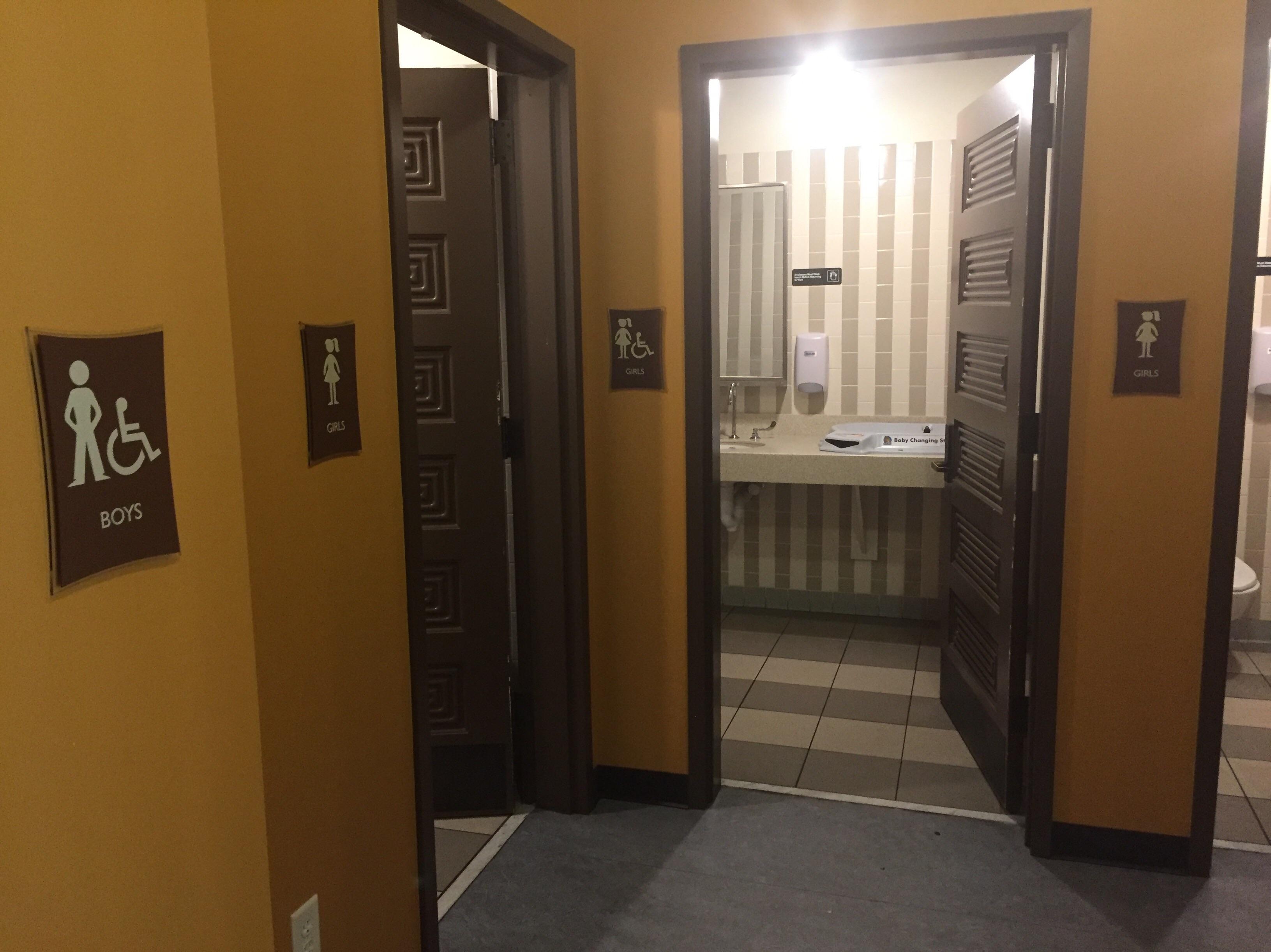 This Zoo Restaurant has 3 girls restrooms for every boy restroom. r