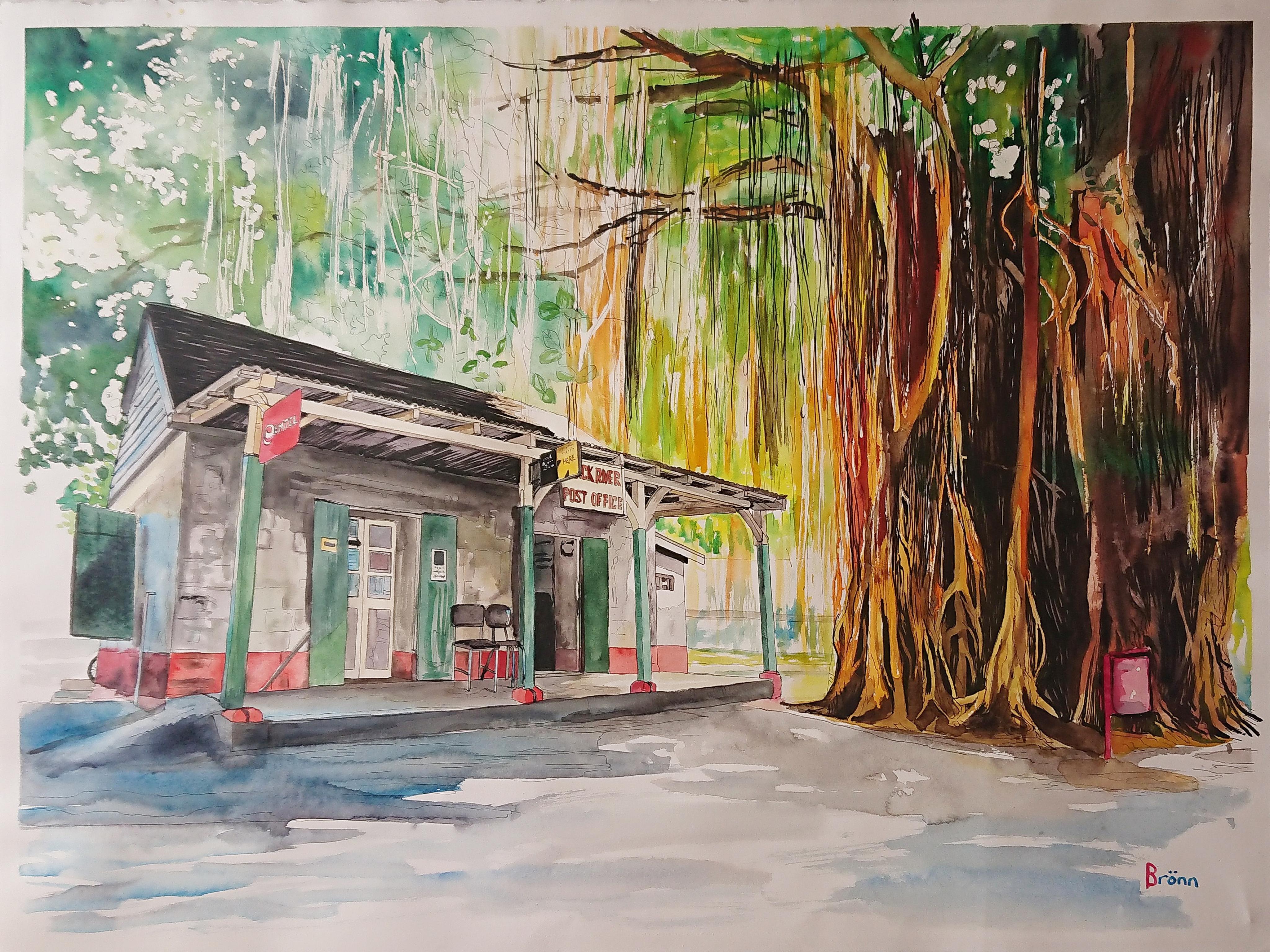 I painted the small Post Office in Black River, Mauritius with the