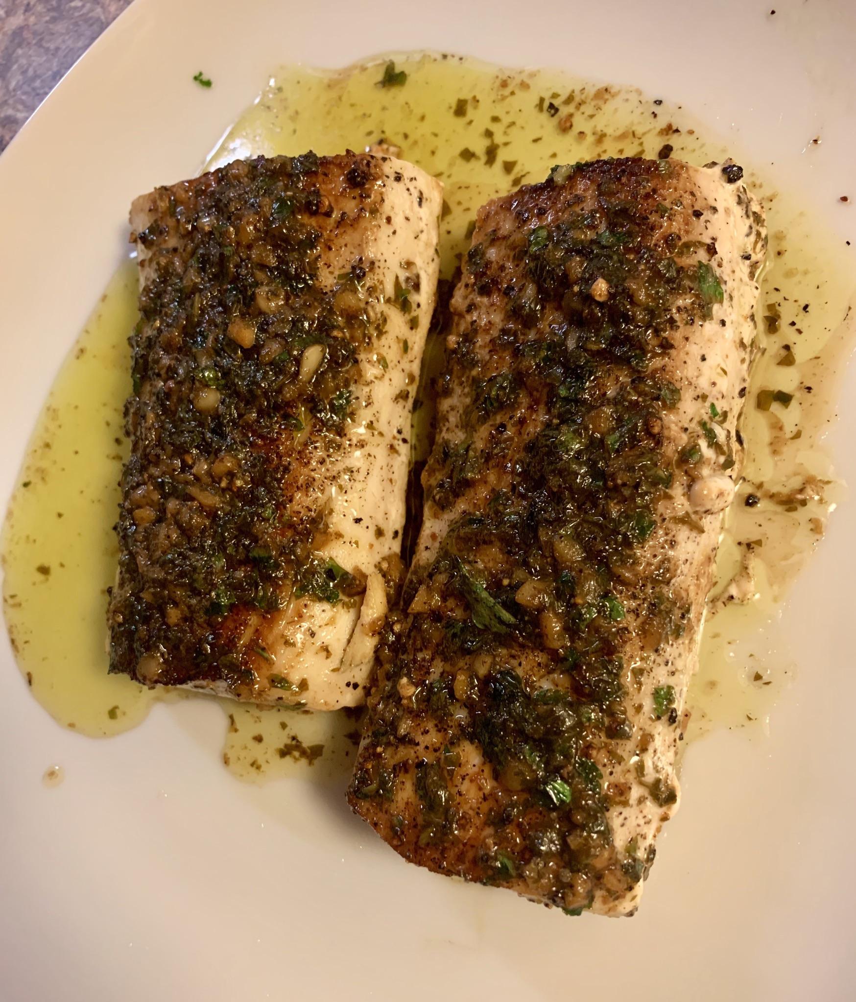 Mahi Mahi with parsley, garlic, lemon & pepper [homemade] r/food