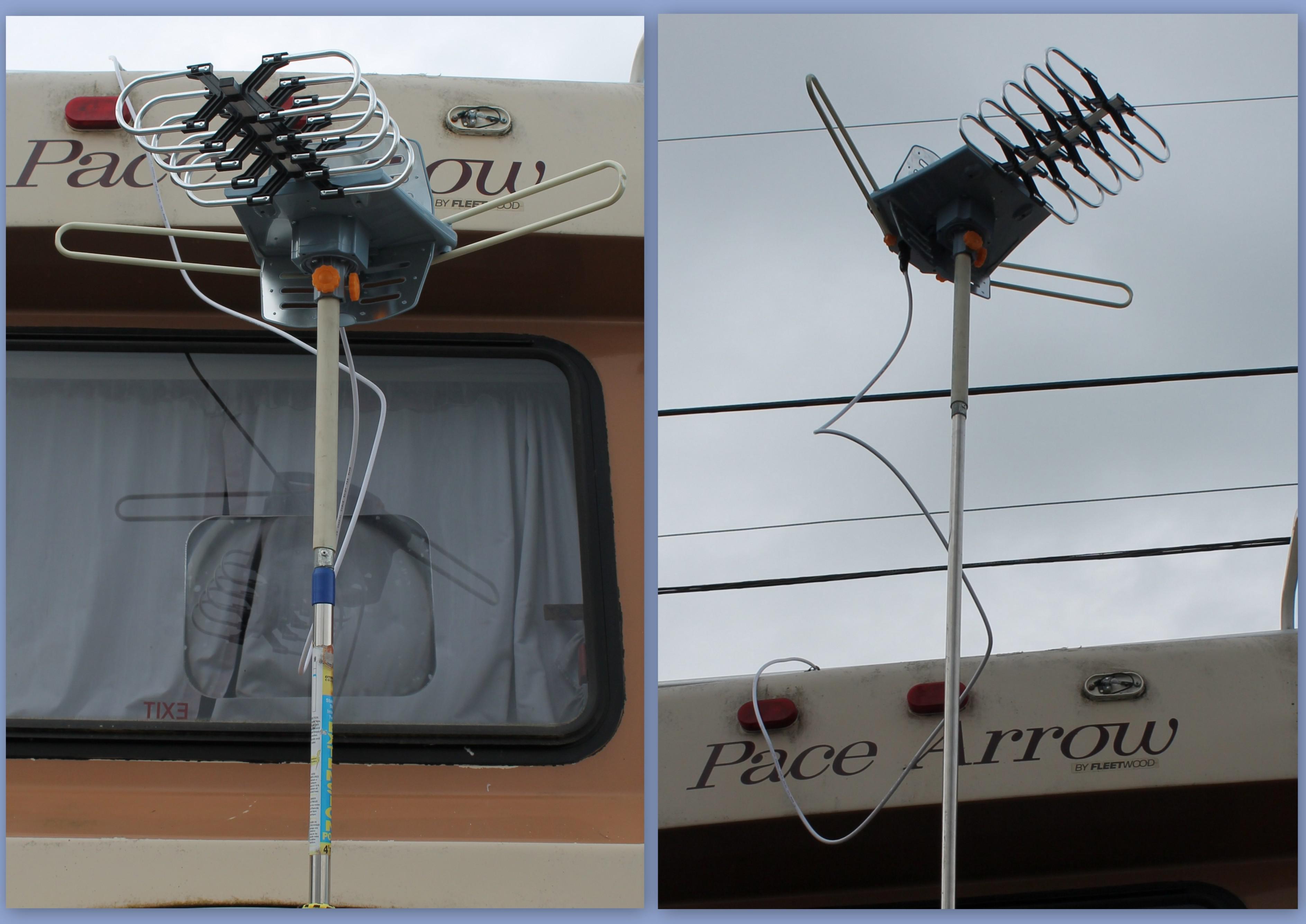 Mounted a digital TV antenna on paint roller extension pole, seems like