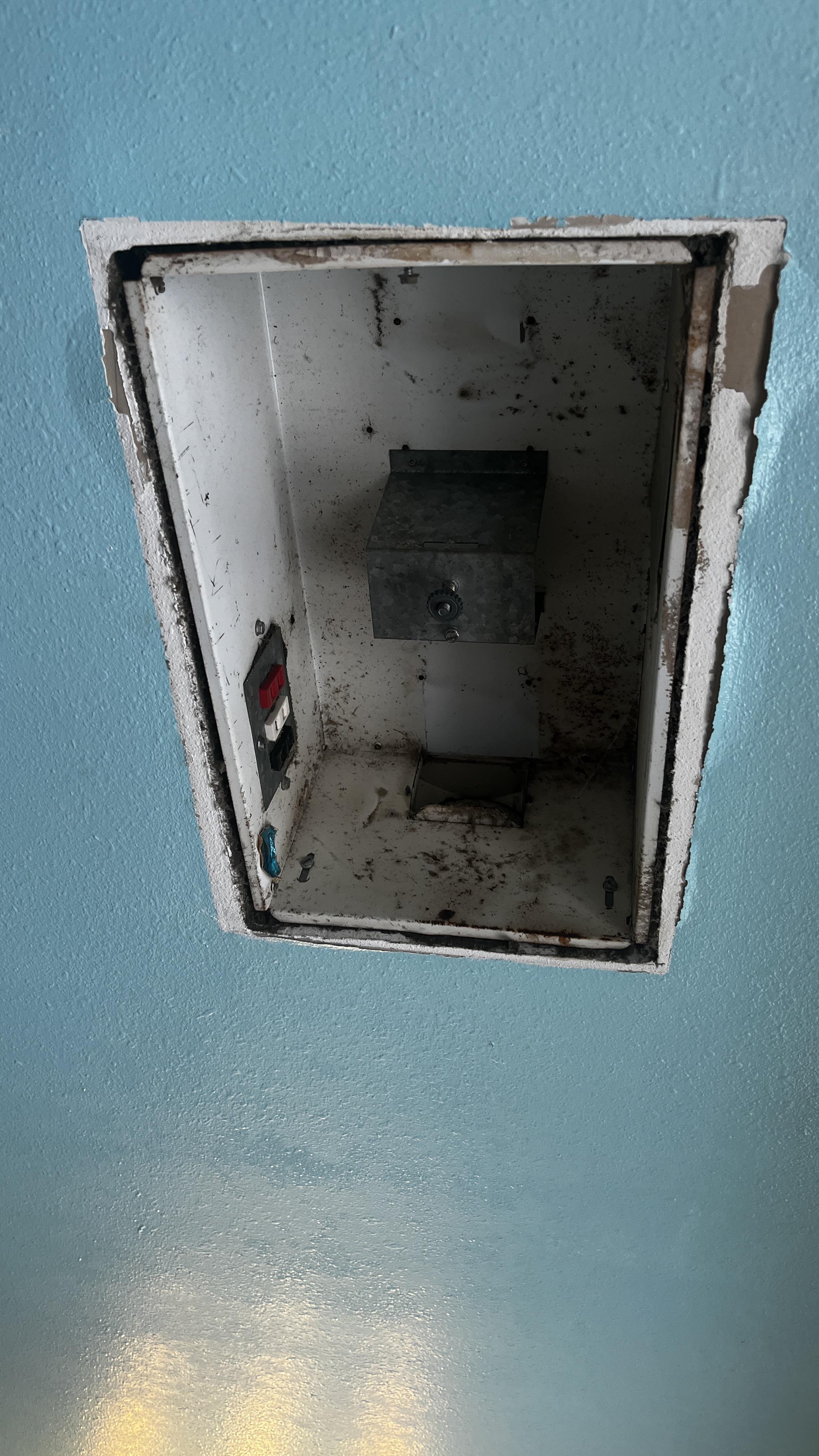 Older house. These bathroom fan/light combos were probably installed