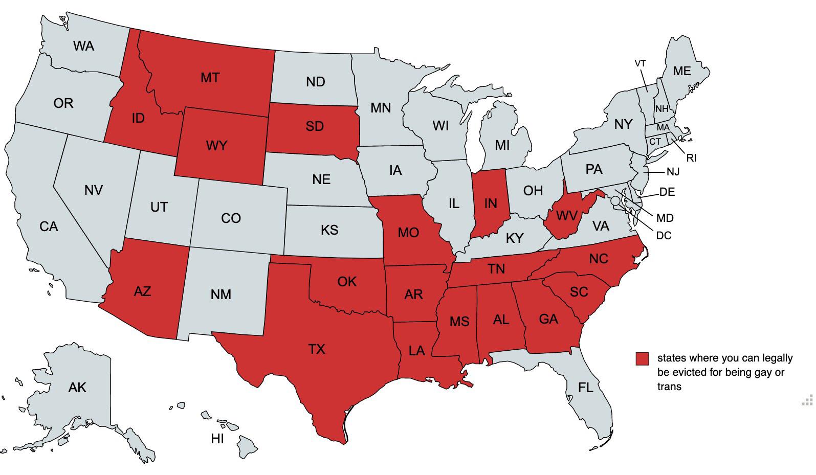 States where it’s perfectly legal for a landlord to evict a tenant for