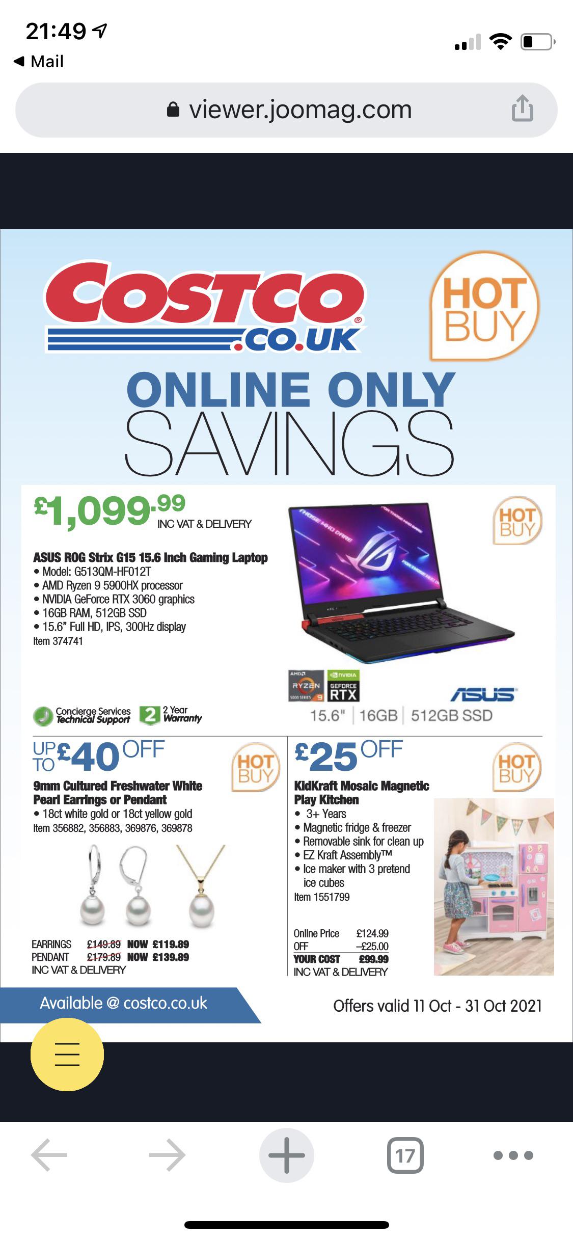 Seemingly great deal. Costco UK r/GamingLaptops