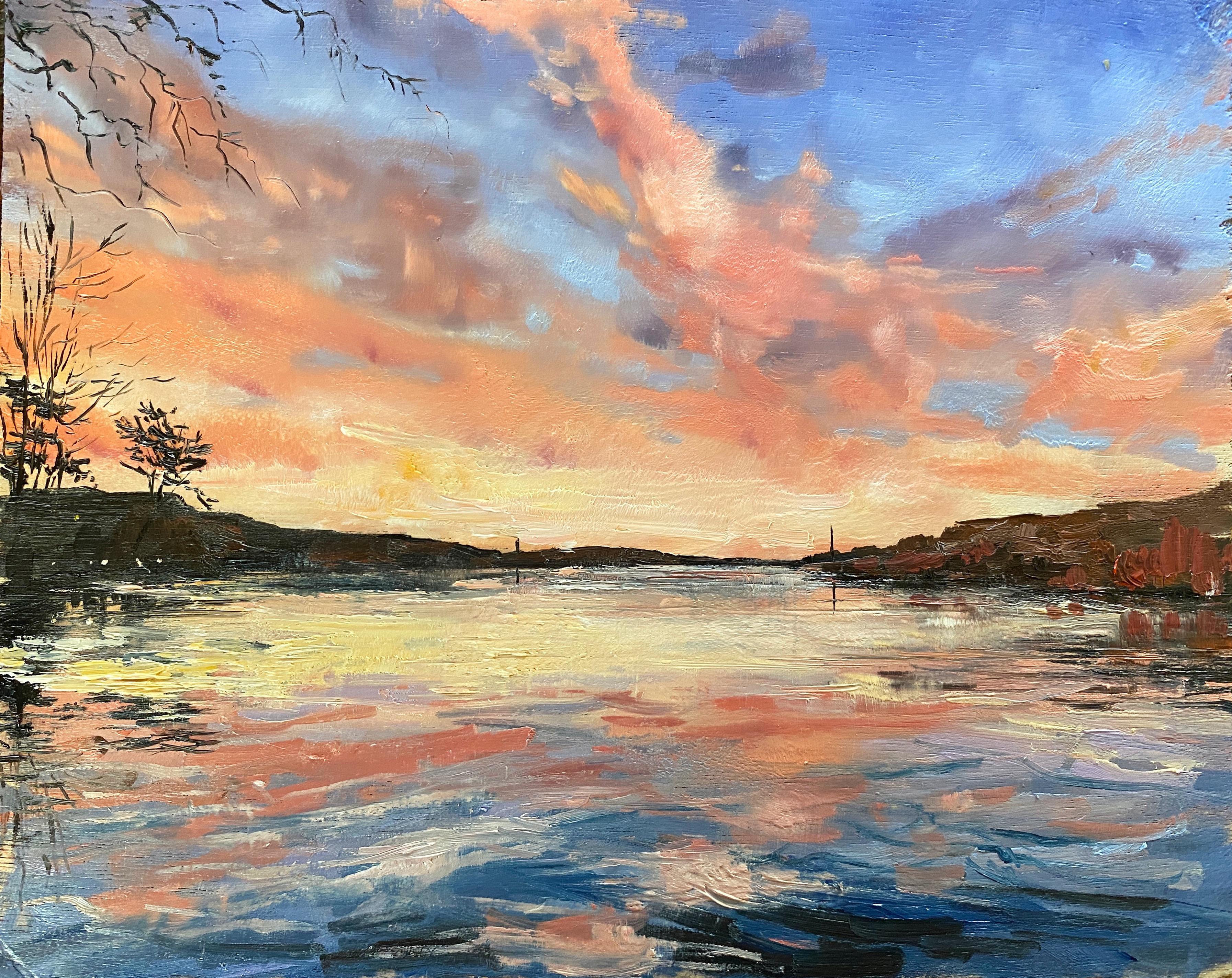 I painted last night’s incredible sunset over the Connecticut River