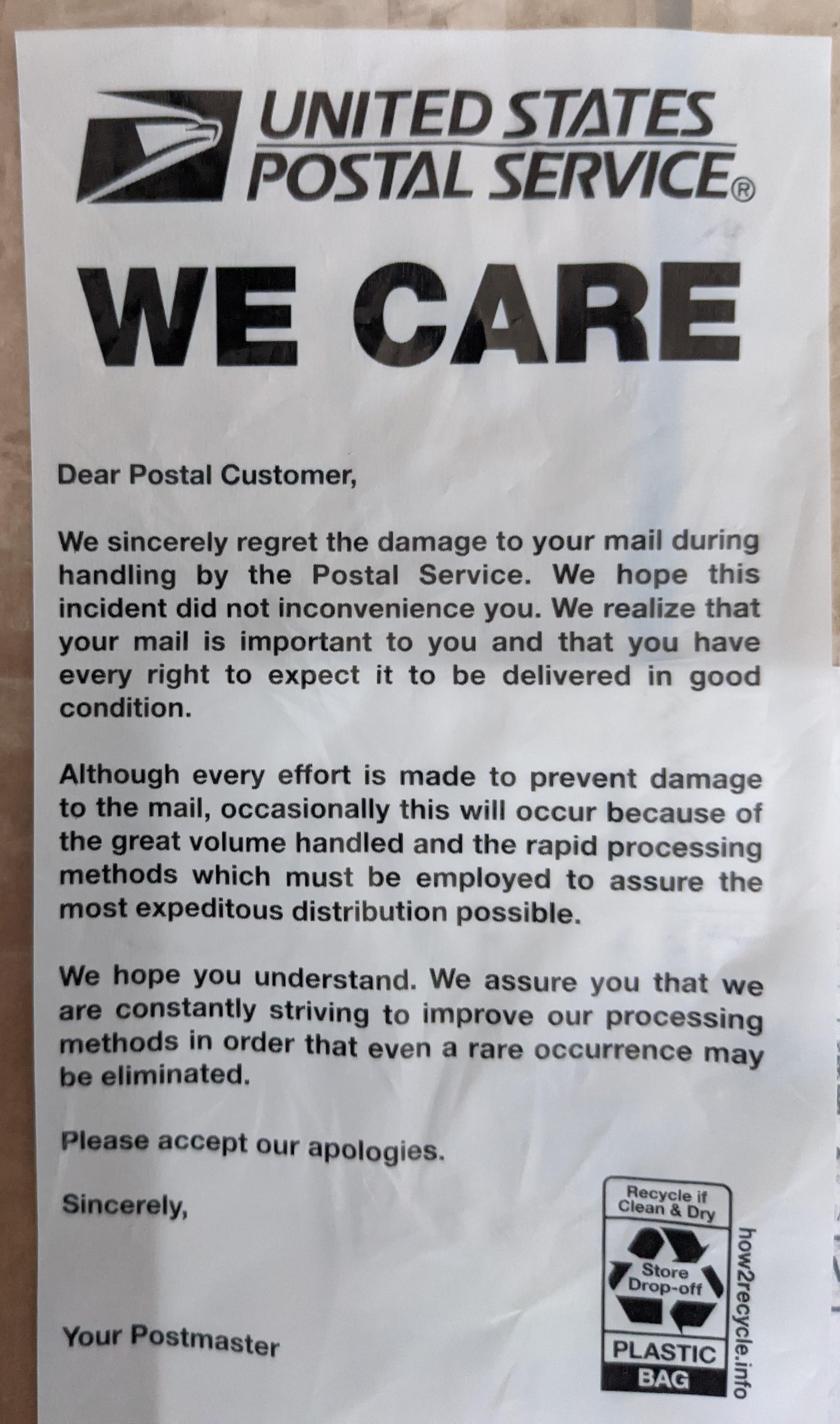 This USPS label when they deliver your package with nothing inside. r