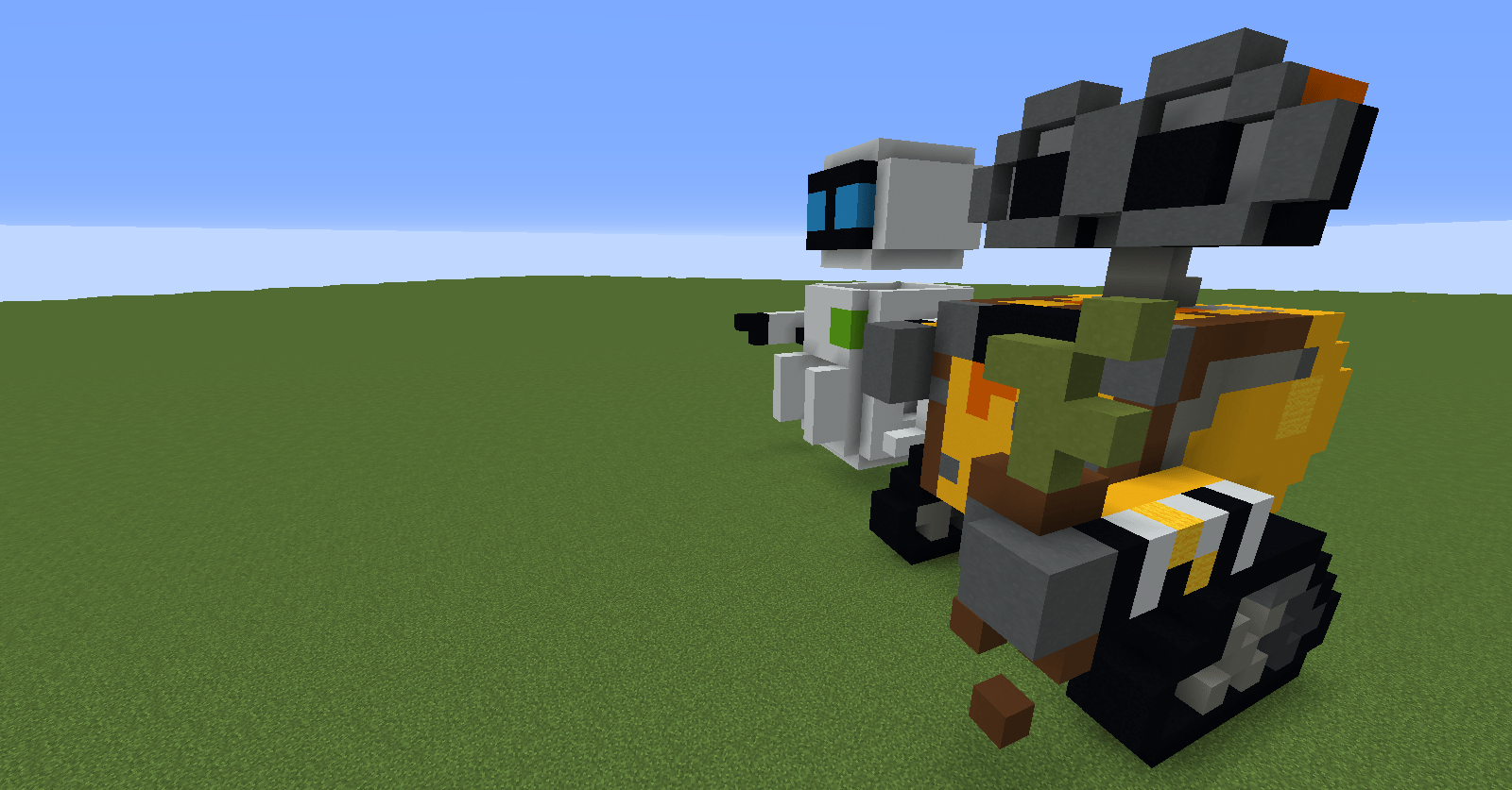 Made WallE and Eva from the movie WallE! Hope you like it r/Minecraft