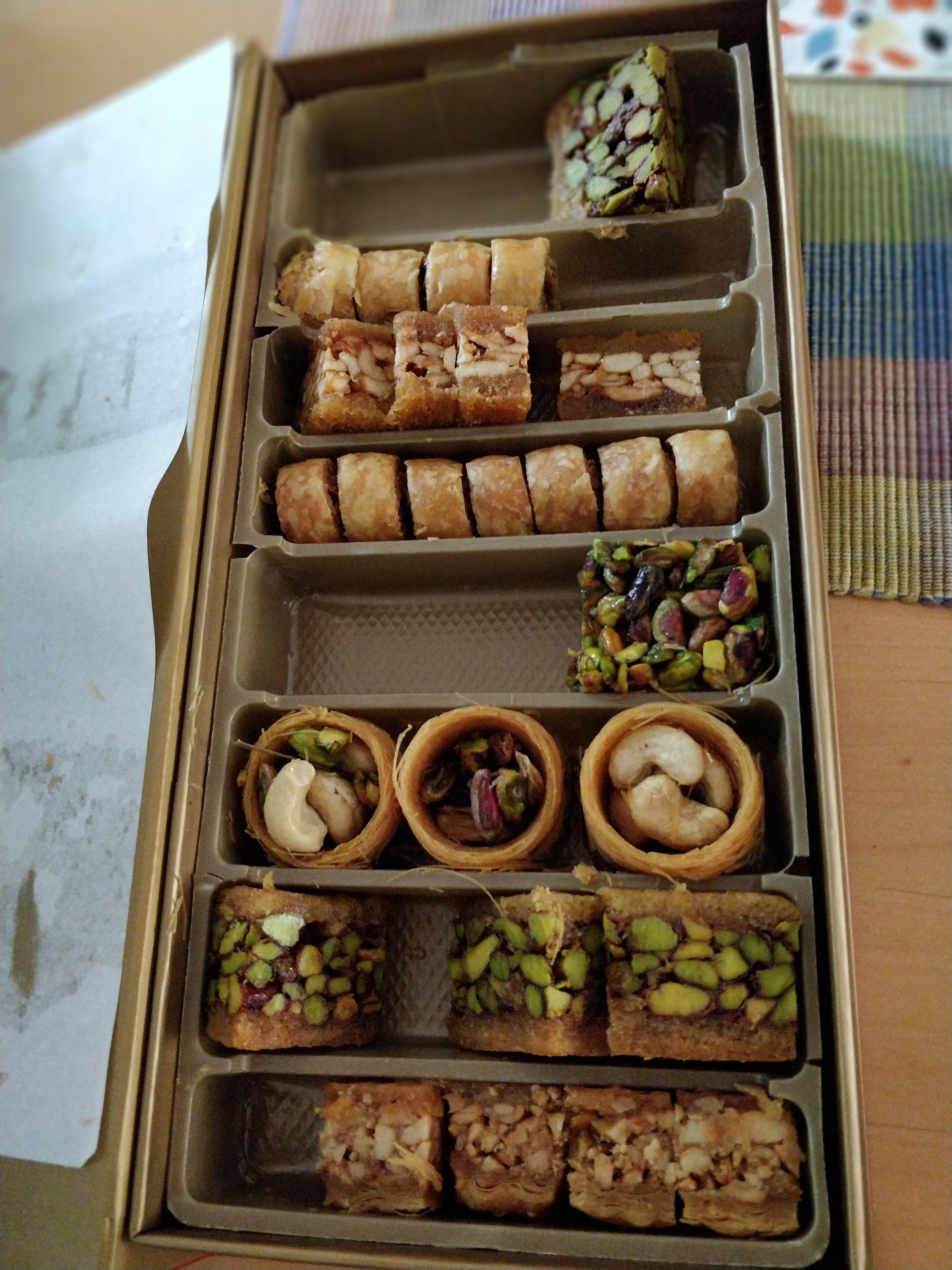 Syrian dessert with pistachio, Walnut, and cashews [i ate] r/food