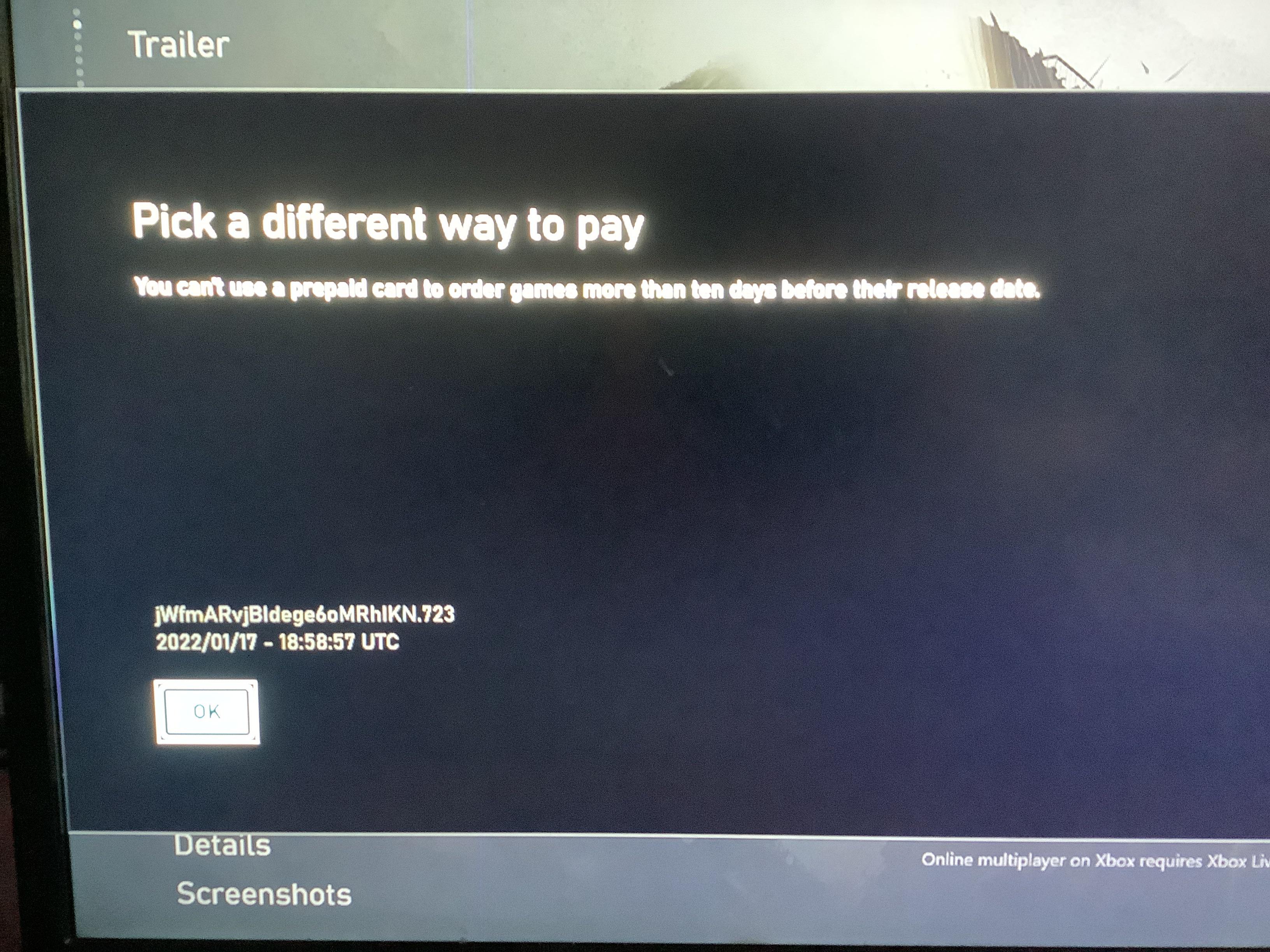 Help, I’m trying to preorder DL2 on my Xbox 1 S, but it keeps saying