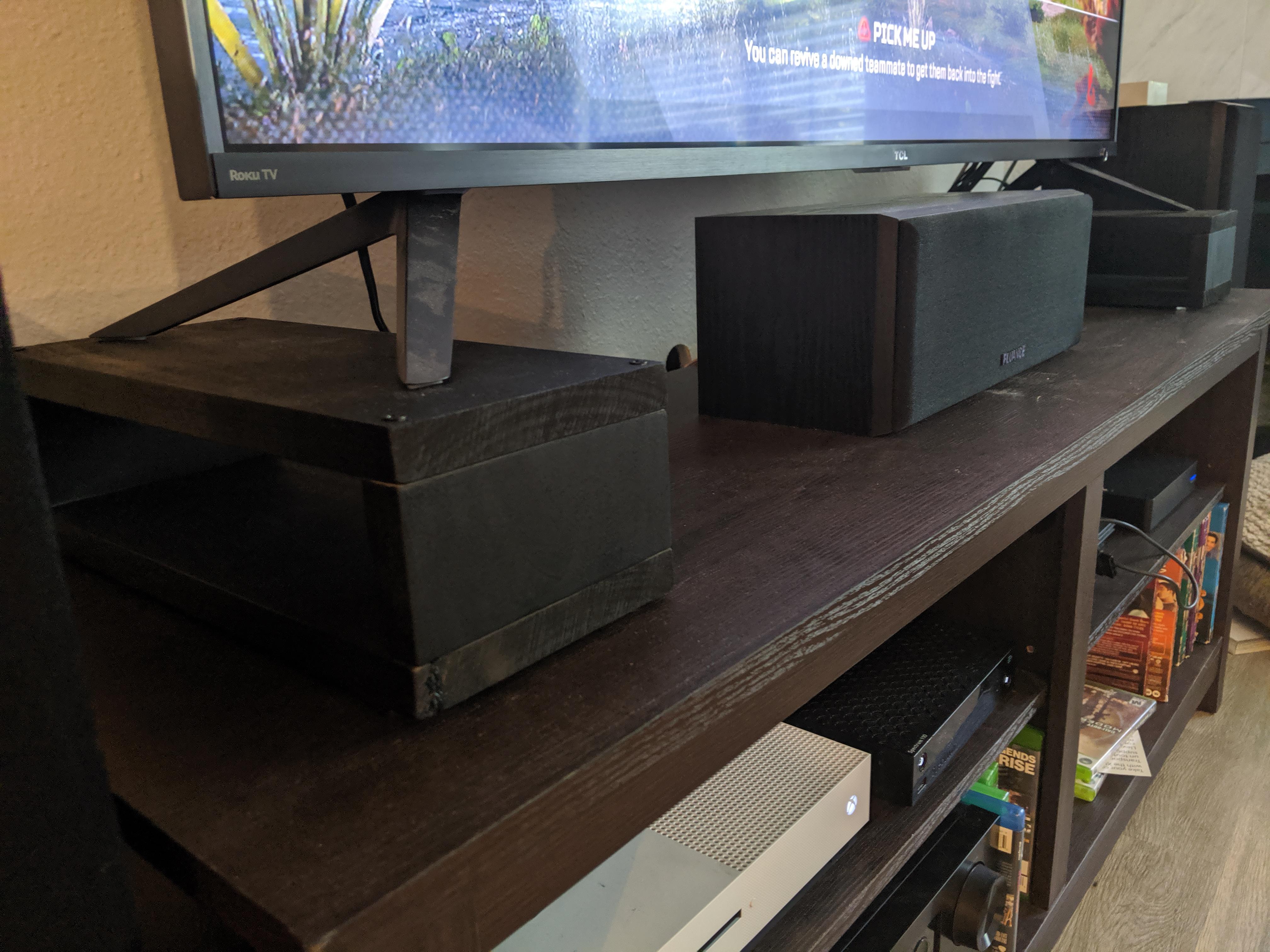 Center speaker is too tall so I had to get creative and made these from scratch (didn't want to