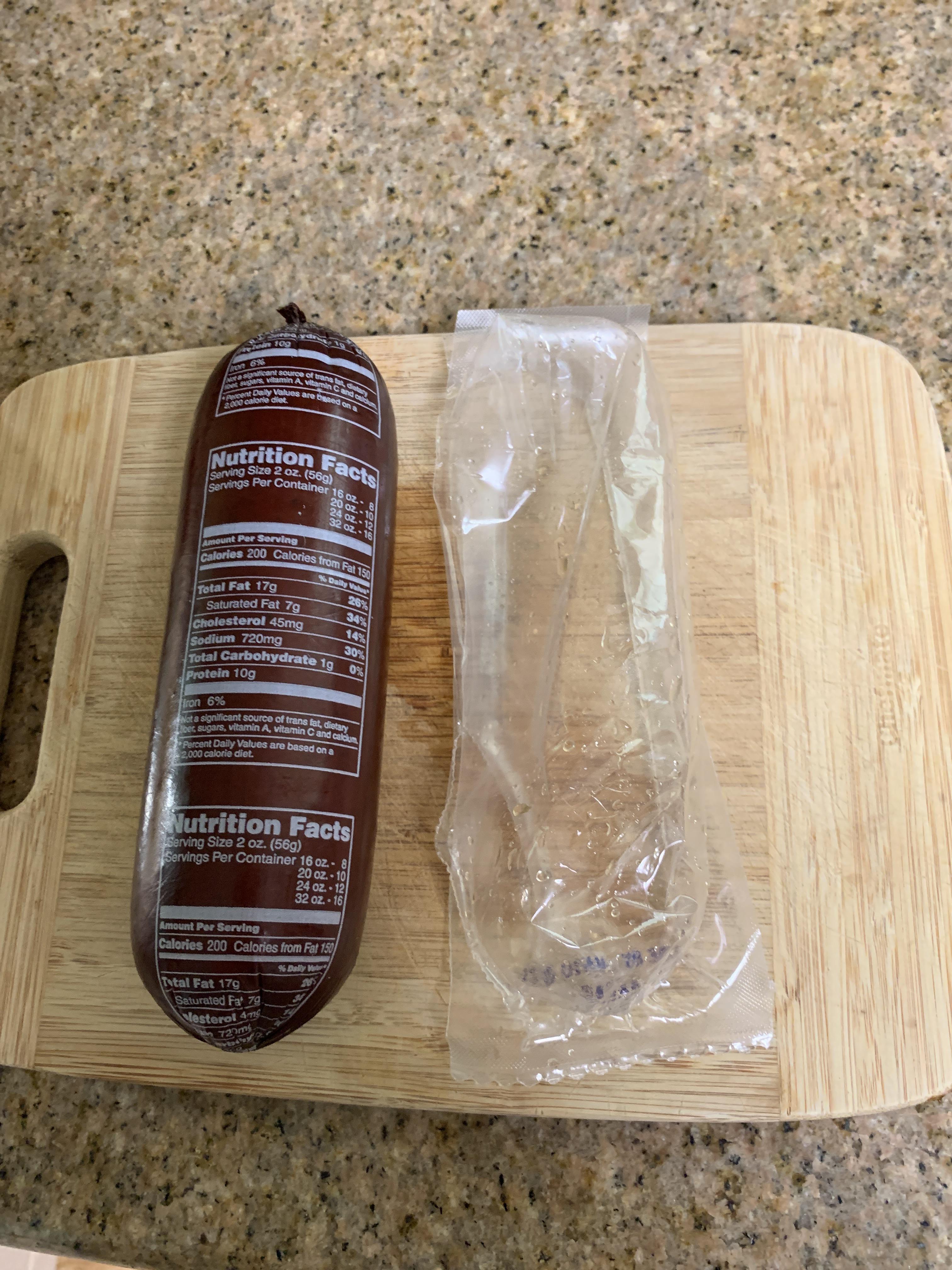 This summer sausage has the nutrition facts printed directly on the