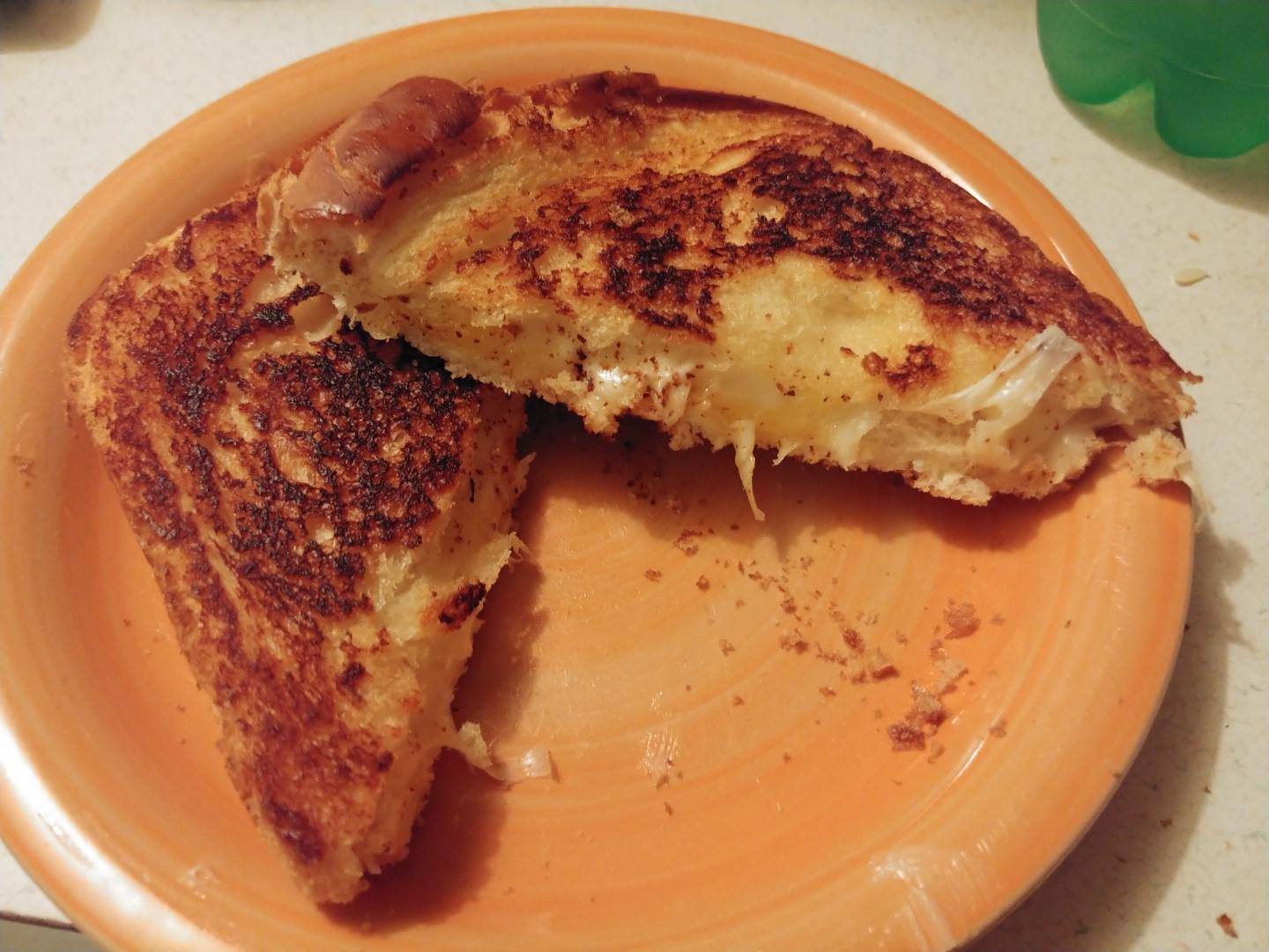 3 AM grilled Wonderbread with Gouda, Monterey Jack, and Gruyere r
