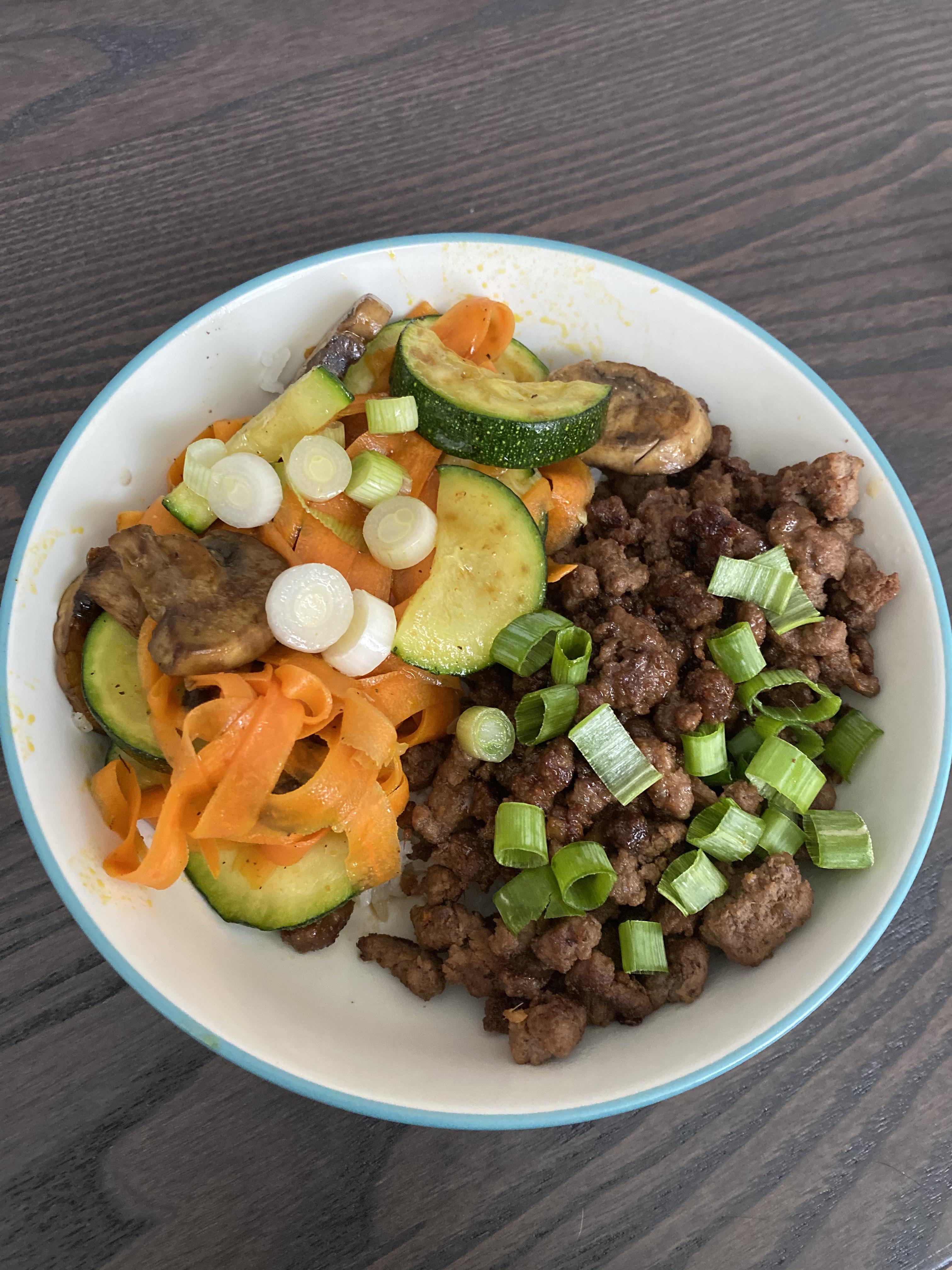 I recreated a HF meal for the first time. Korean beef Bibimbap with