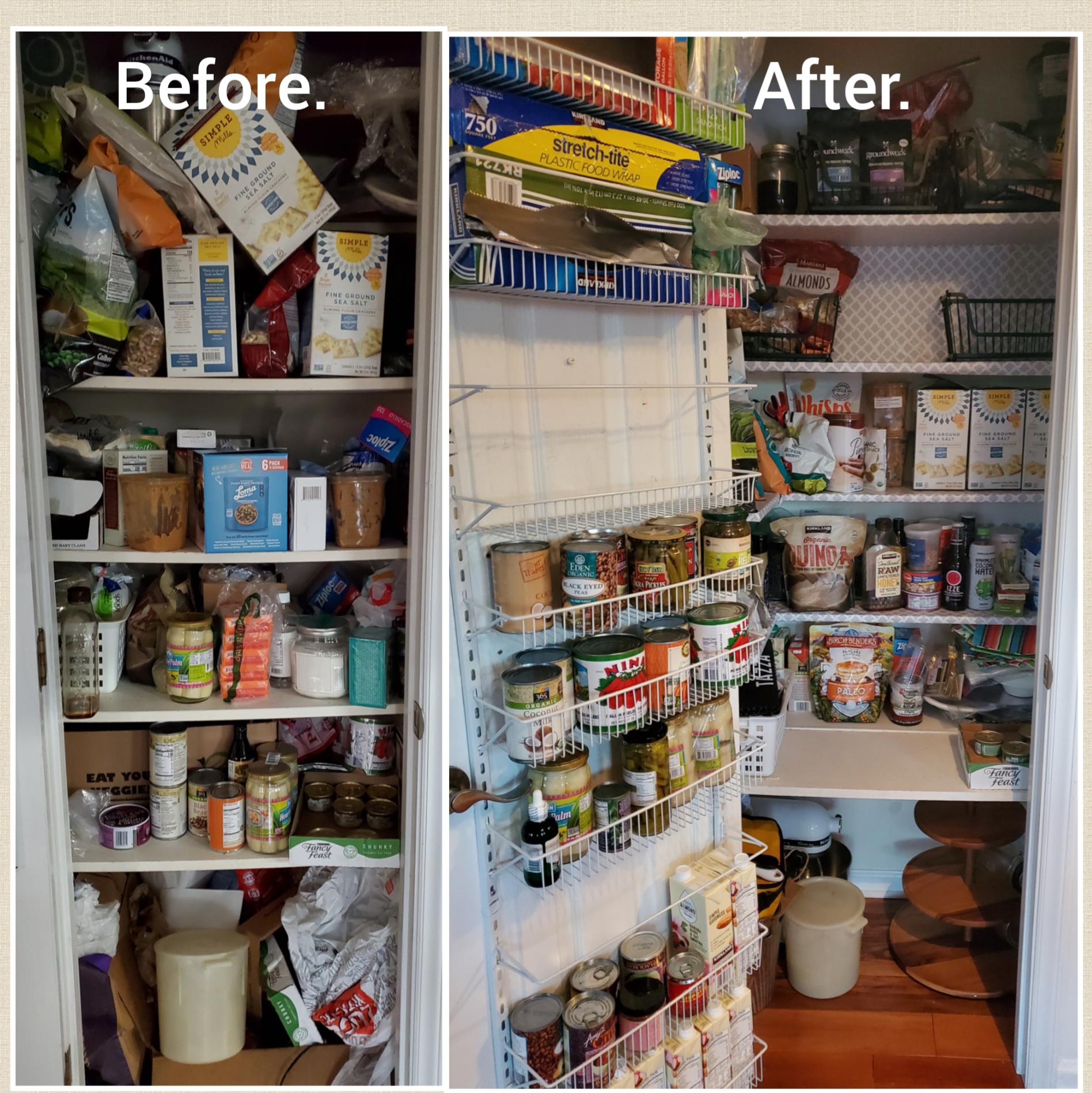 Finally cut all my pantry shelves in half (except the bottom one) by