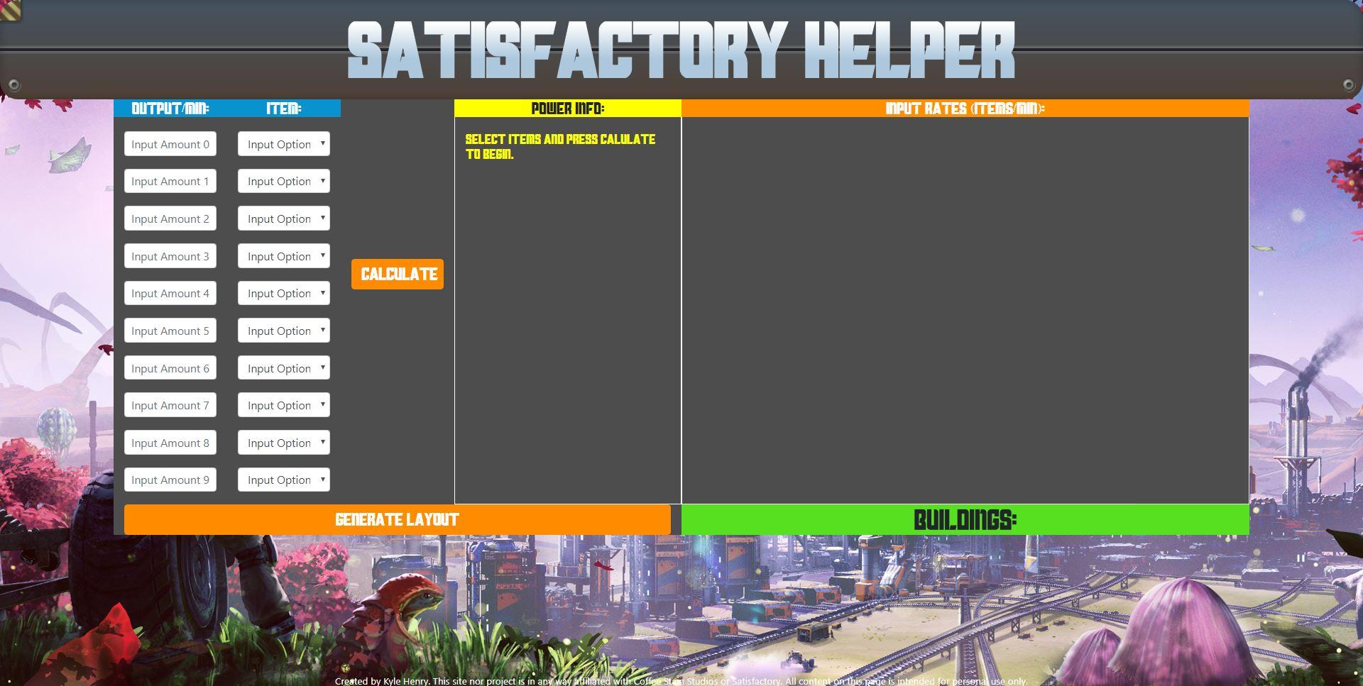 Satisfactory Calculator/Helper SatisfactoryGame