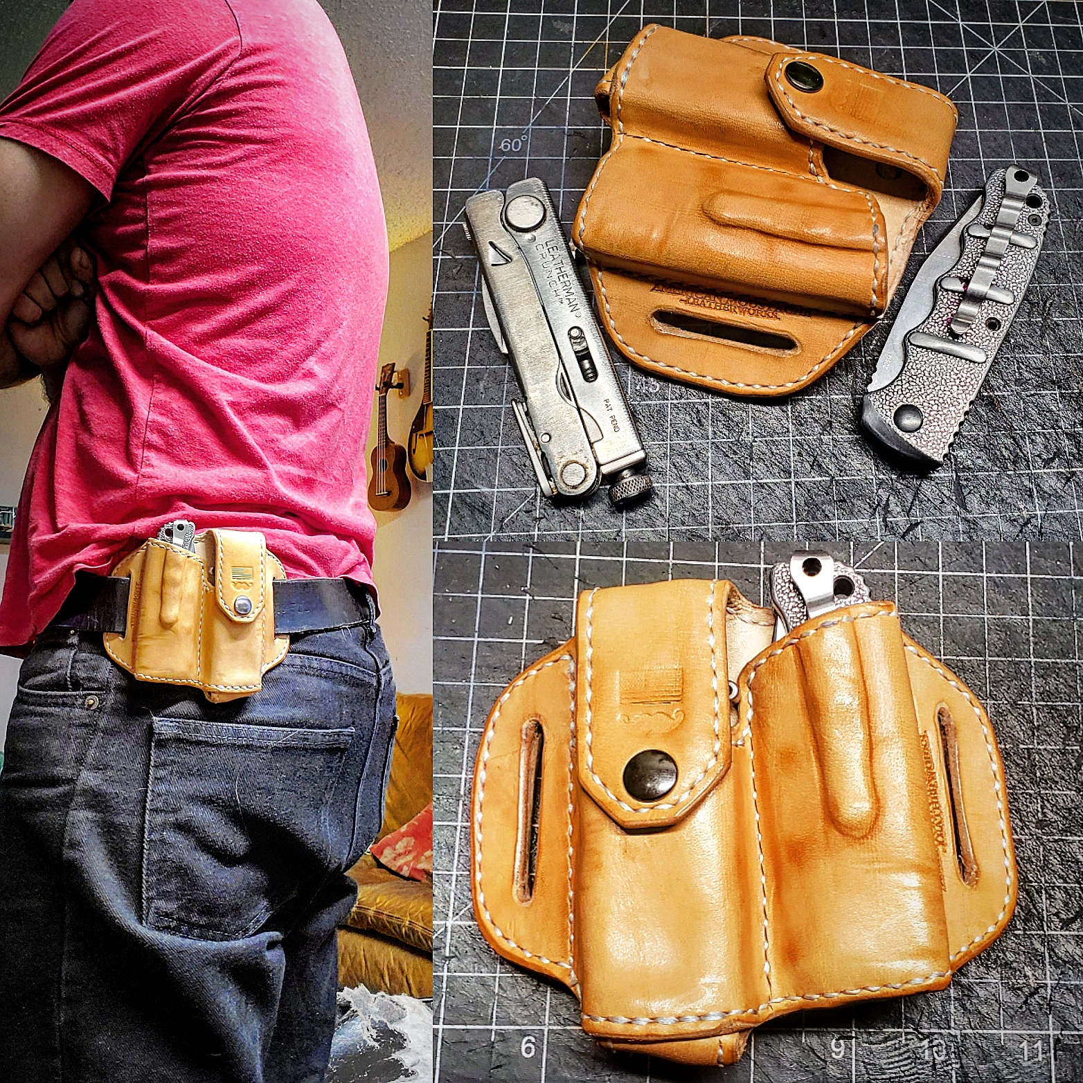 Leatherman and pocket knife holster r/Leathercraft