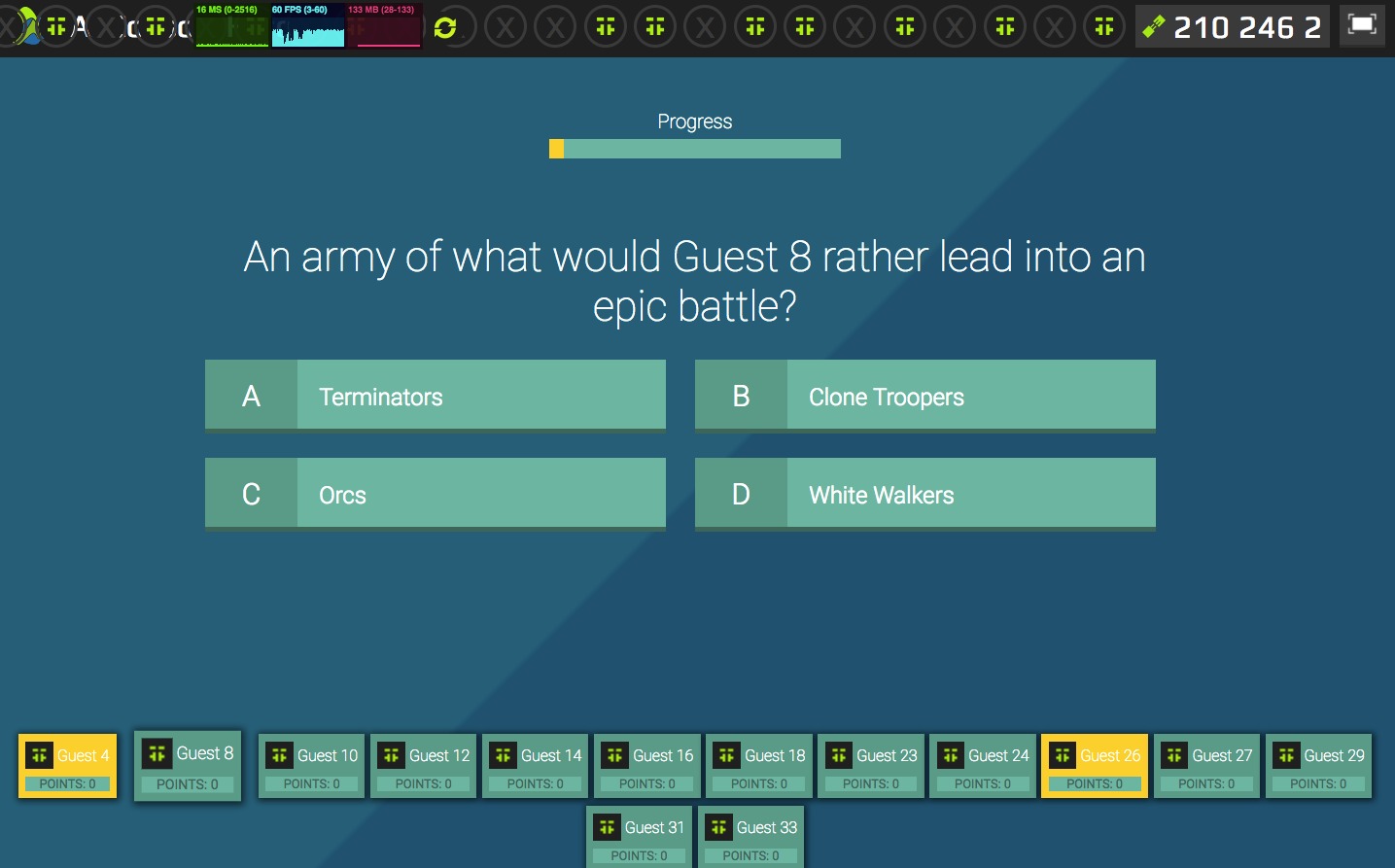 We fixed the Quiz UI you can now comfortably play with up to 36