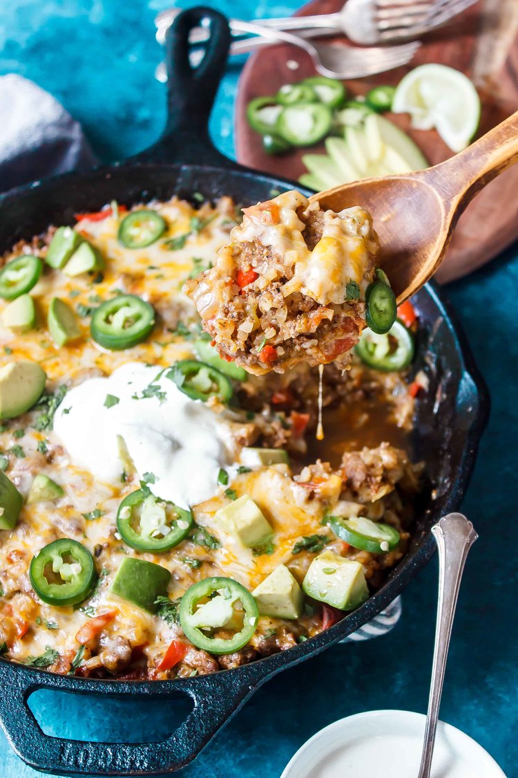 Keto Cheesy Mexican Taco Skillet r/ketorecipes