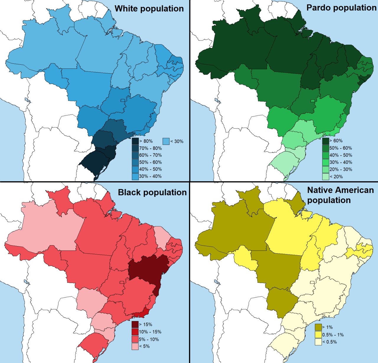 Racial composition of Brazil r/MapPorn