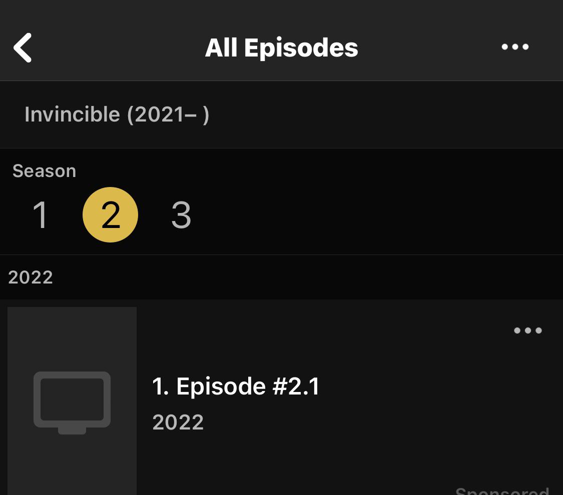 IMDb has season 2 listed as a 2022 release r/Invincible