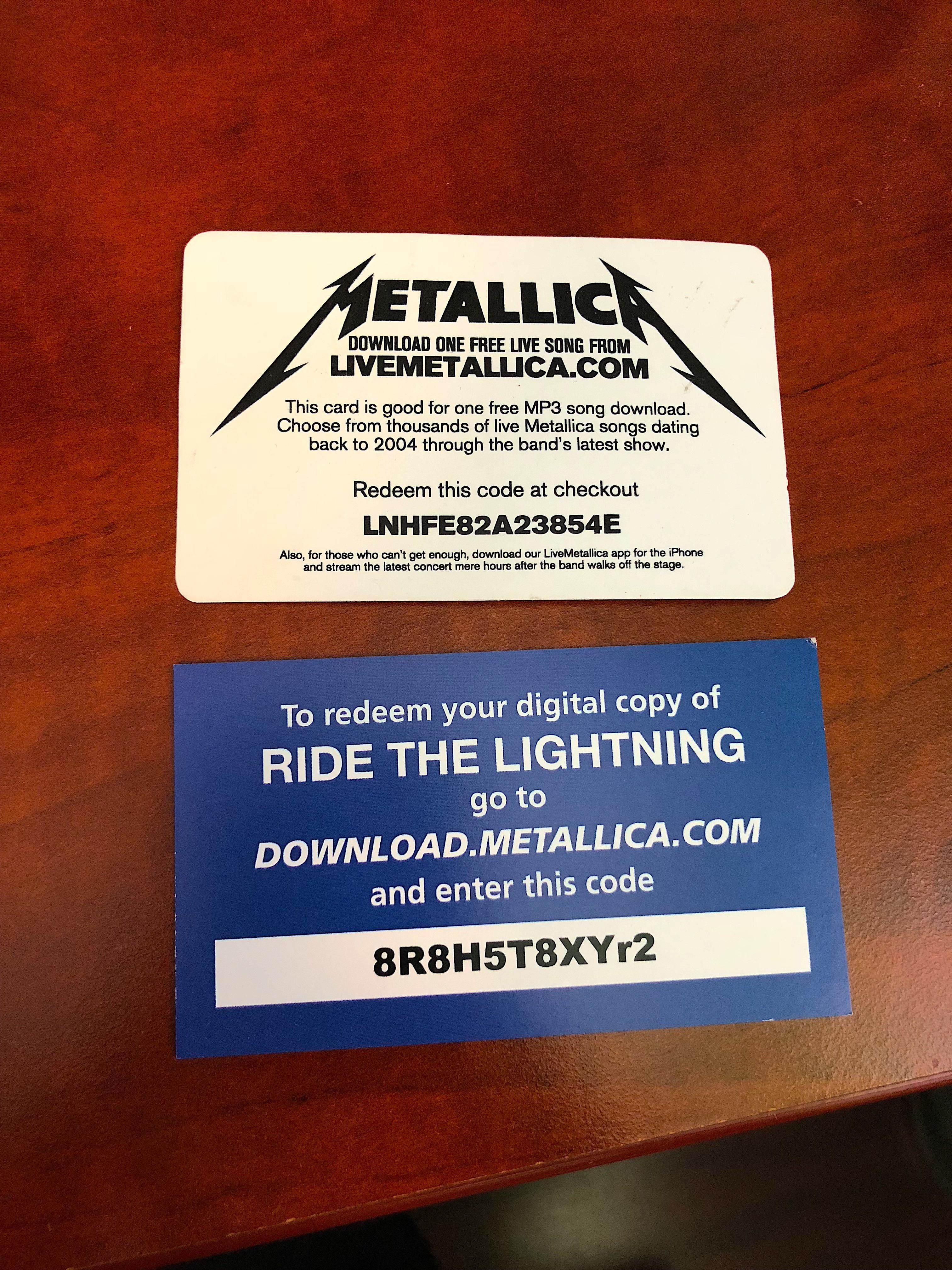 Found some Metallica download codes while cleaning my room r/Metallica