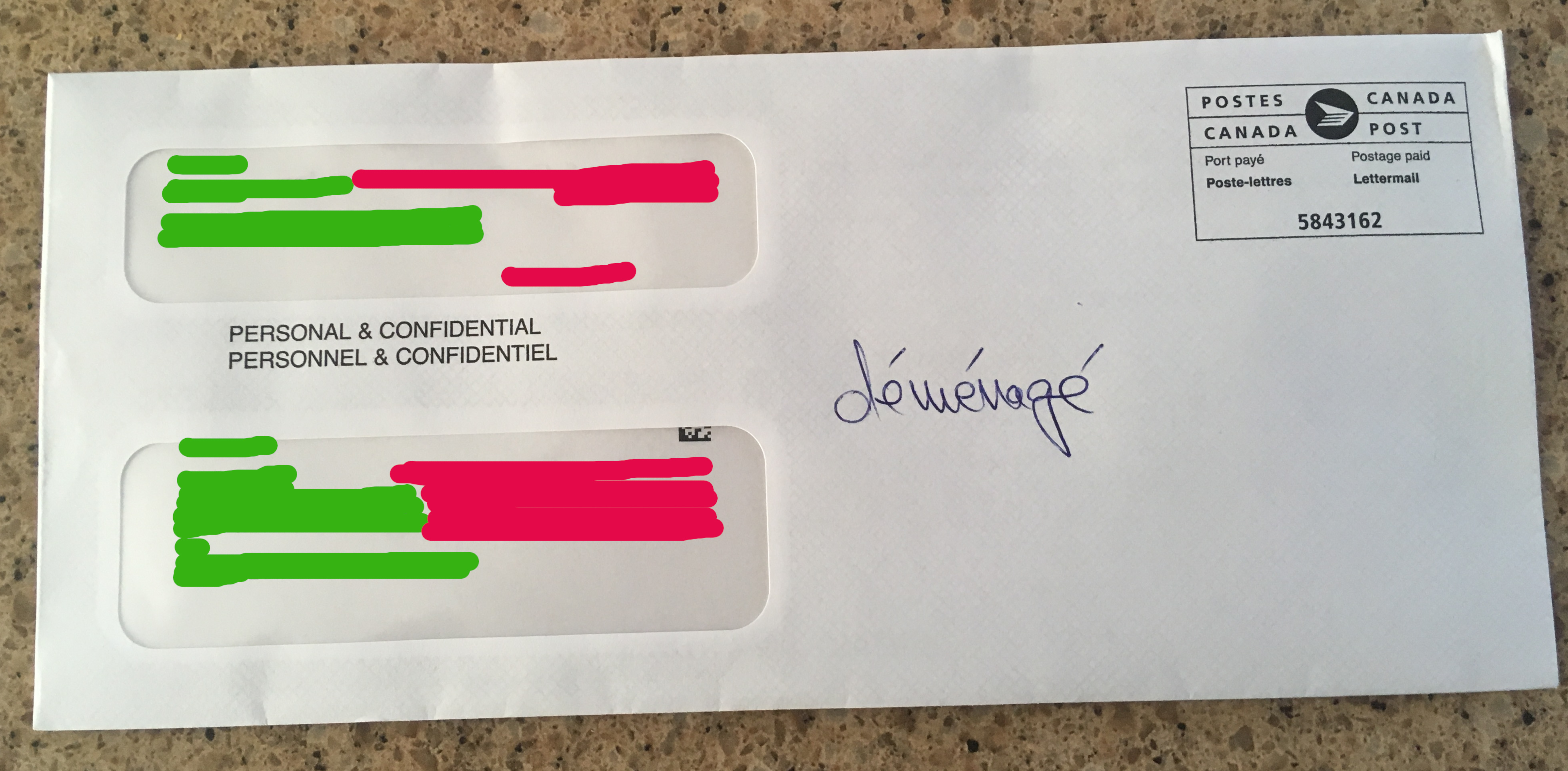 This personal & confidential letter printed on thin letter. r