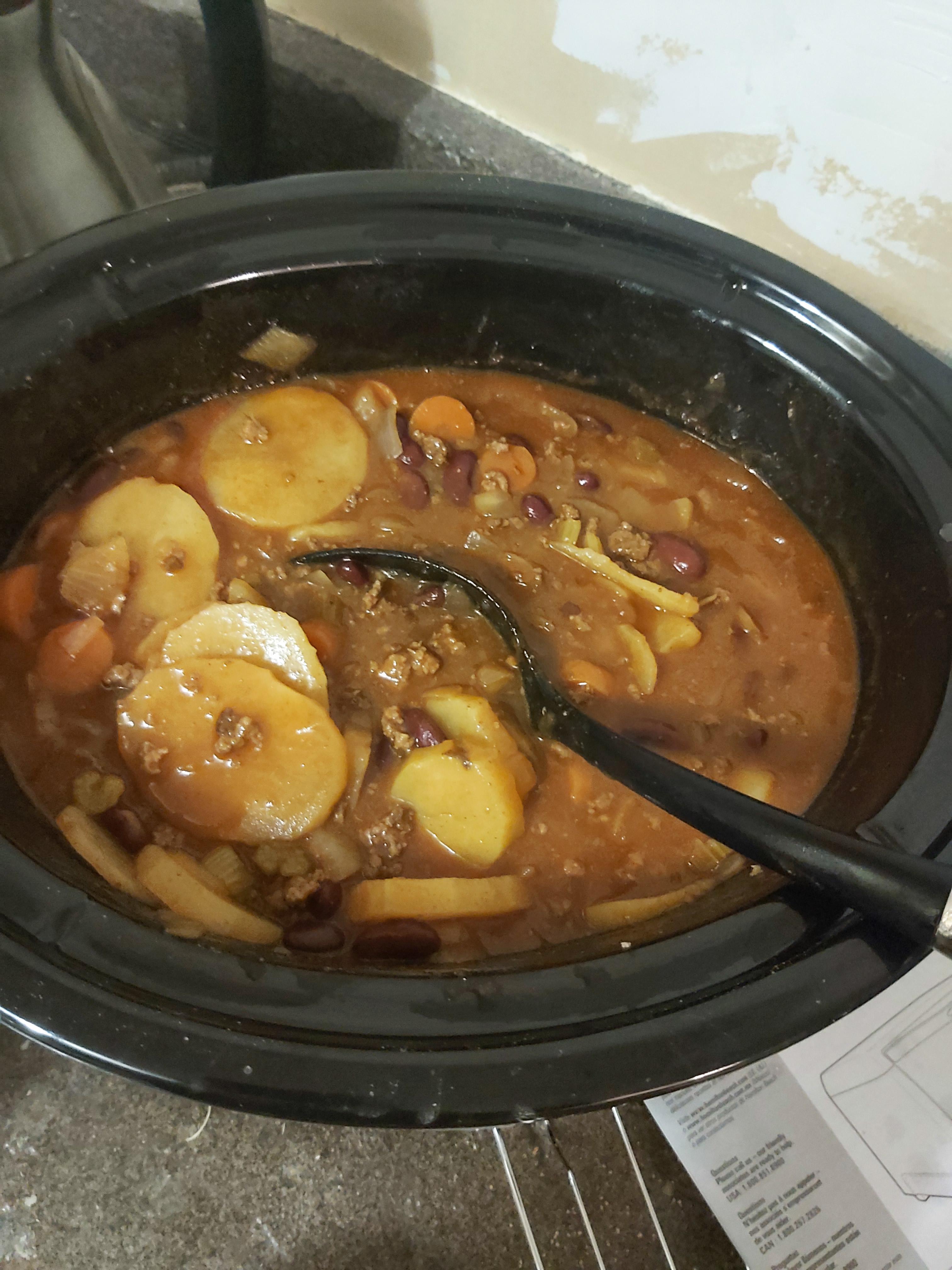 I made some Shipwreck Stew! Very easy, cheap, and filling. r/slowcooking