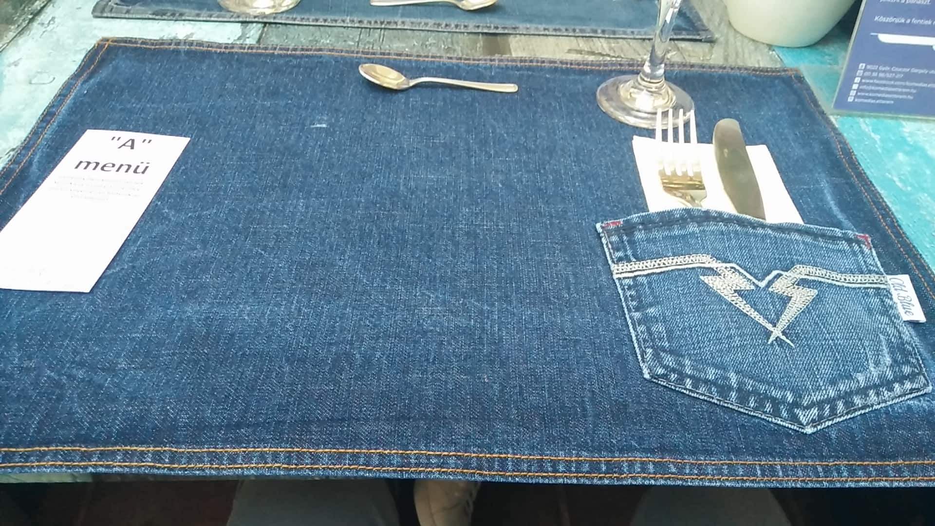 This denim table mat at a restaurant. r/ATBGE