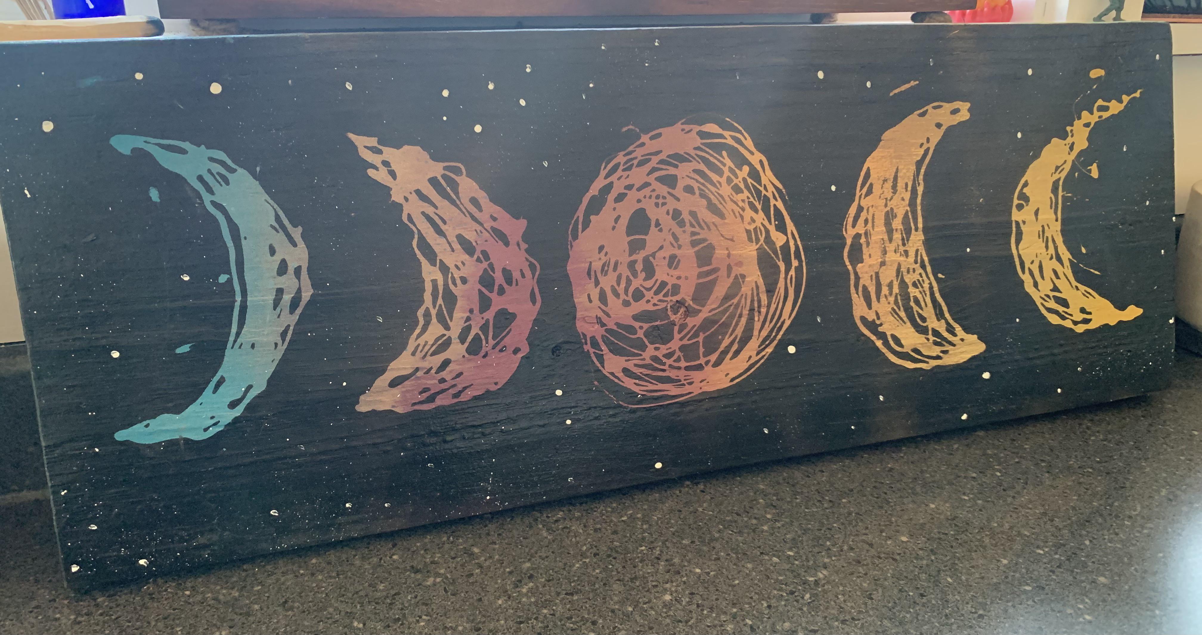 Spray paint + dish soap on wood plank r/crafts