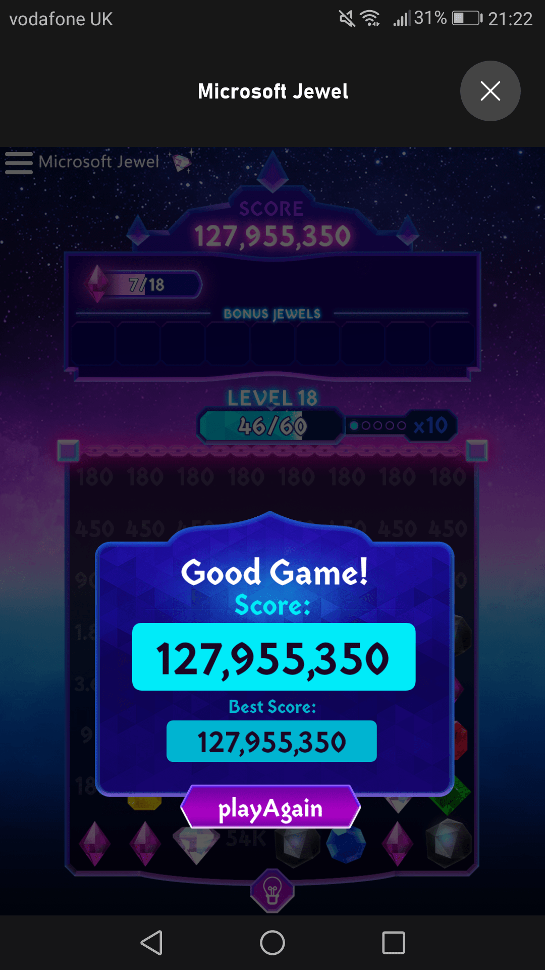 Bonus point people, what's your Microsoft Jewel high score? r