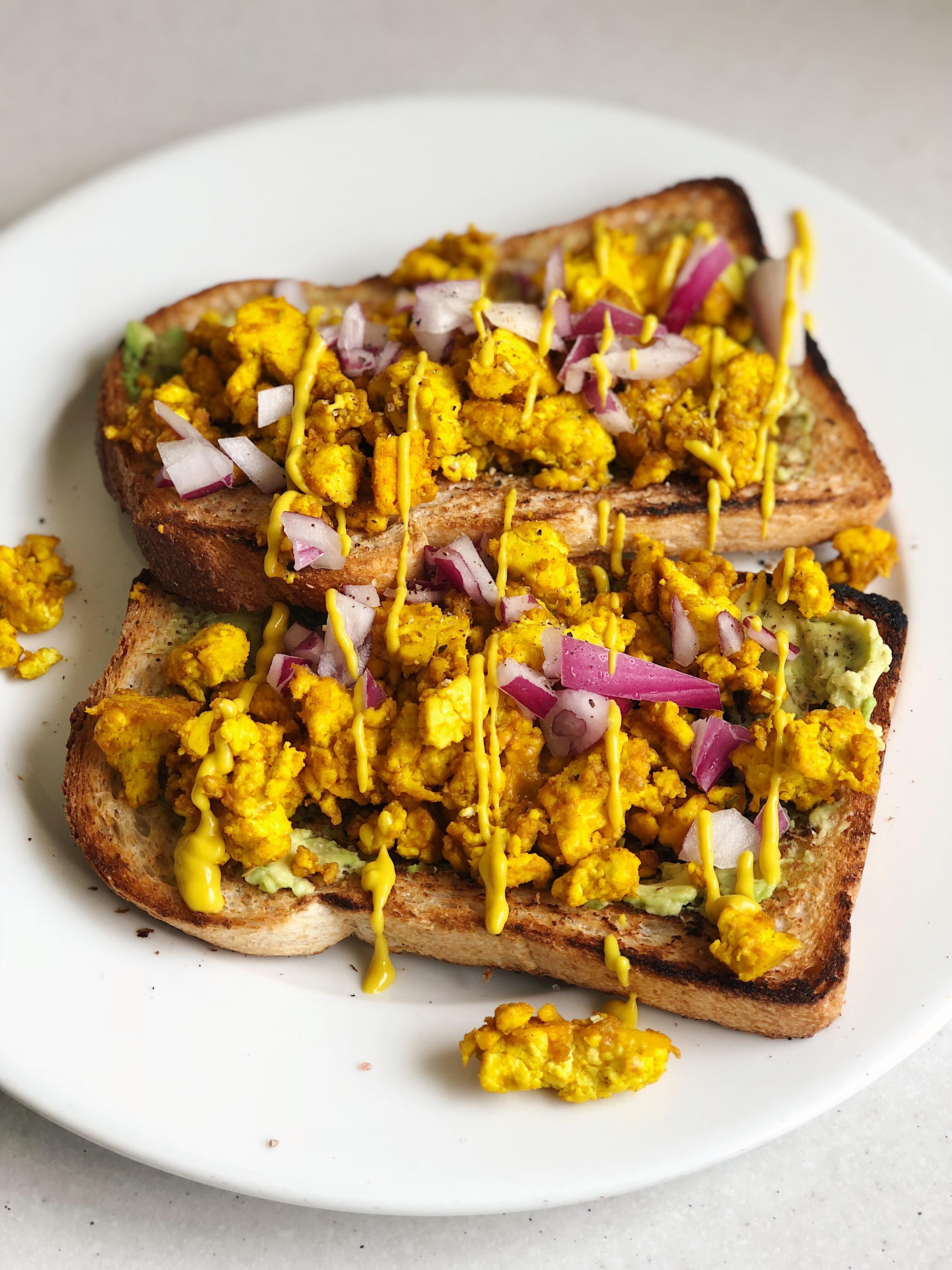 Cheesy tofu scramble. r/vegan