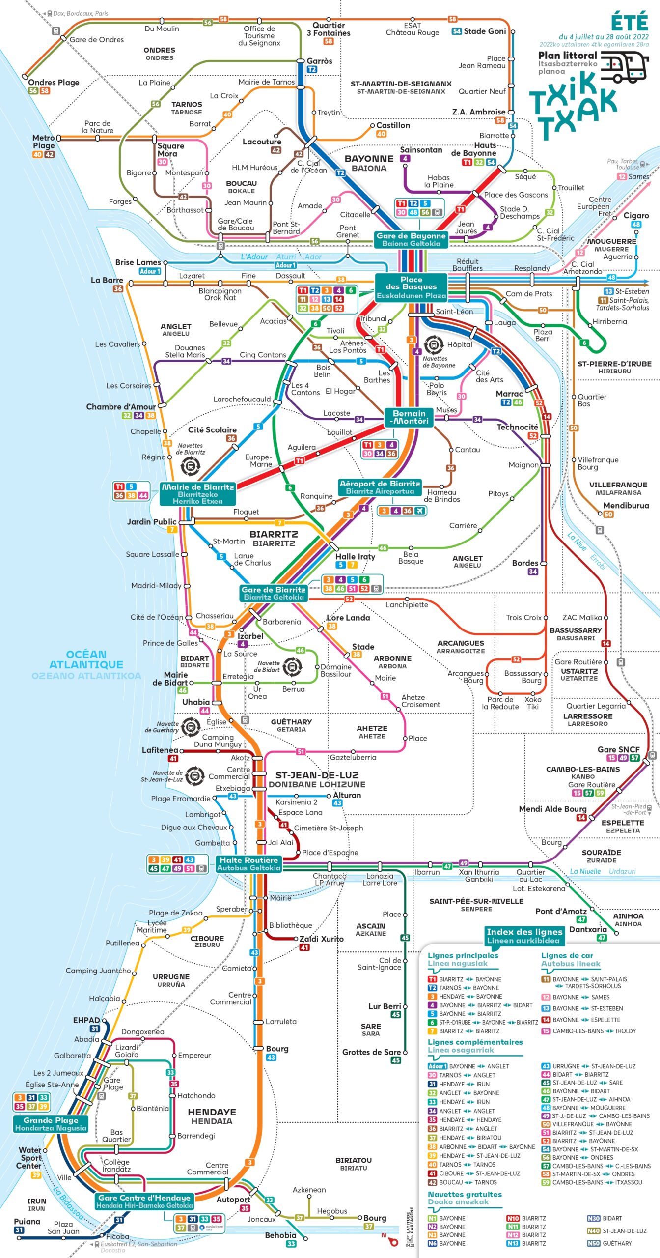 Official transit diagram of "Pays Basque" in France network TxikTxak