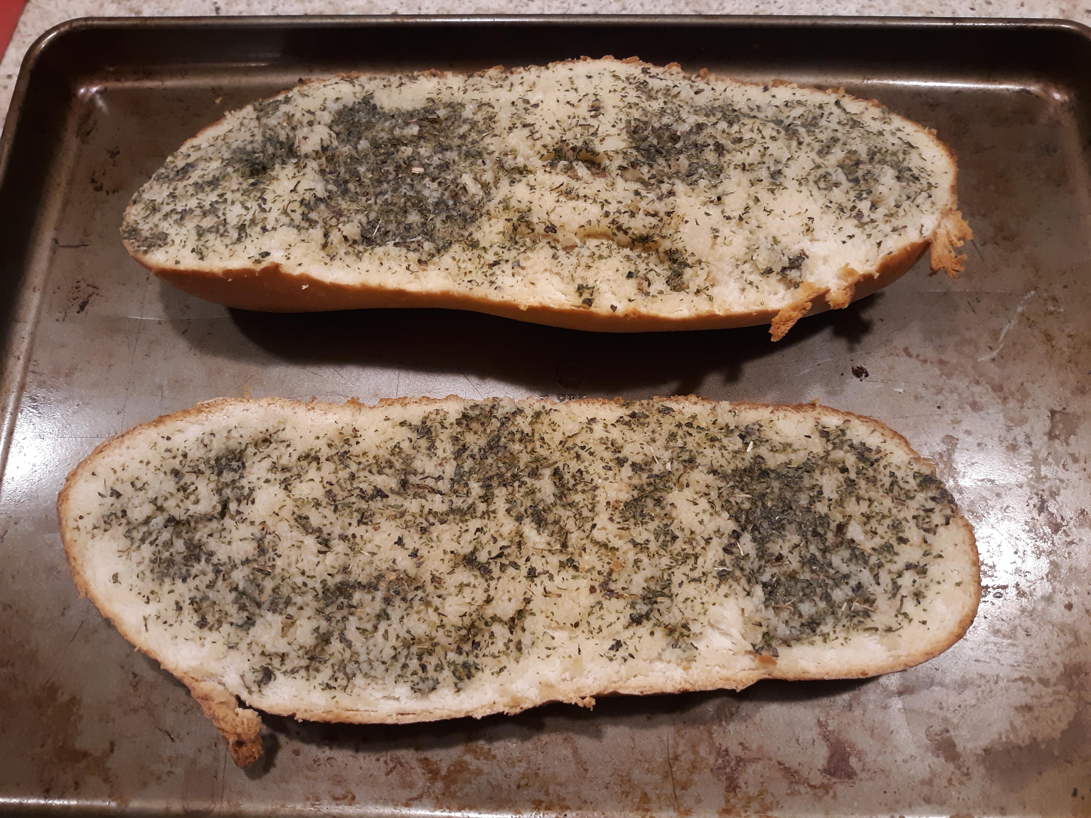Compound butter garlic bread, adapted from the Scott Pilgrim episode of