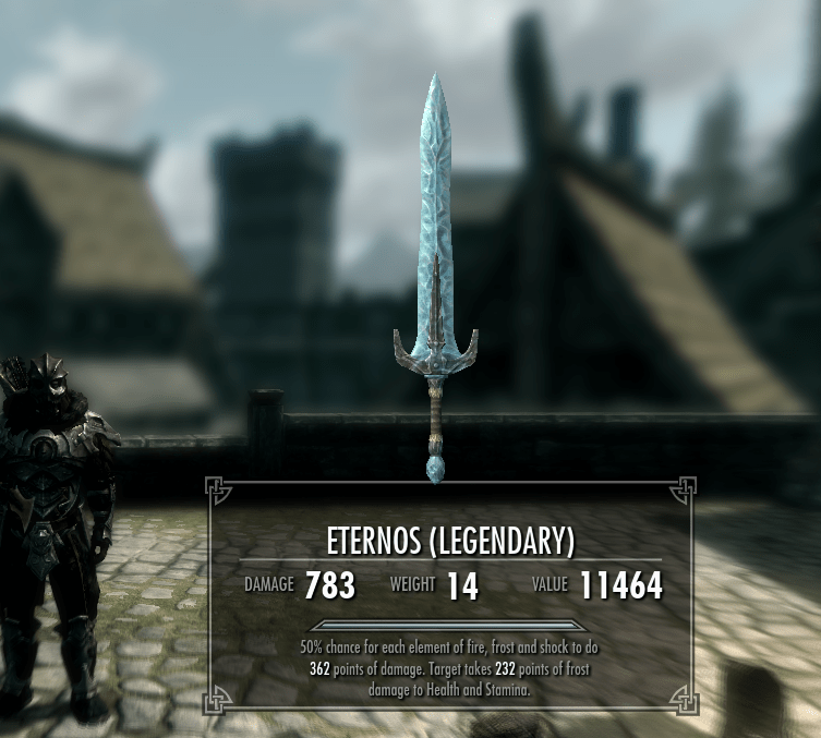 The weapon enchantment is enhanced by Chaos Enchantment + Destruction