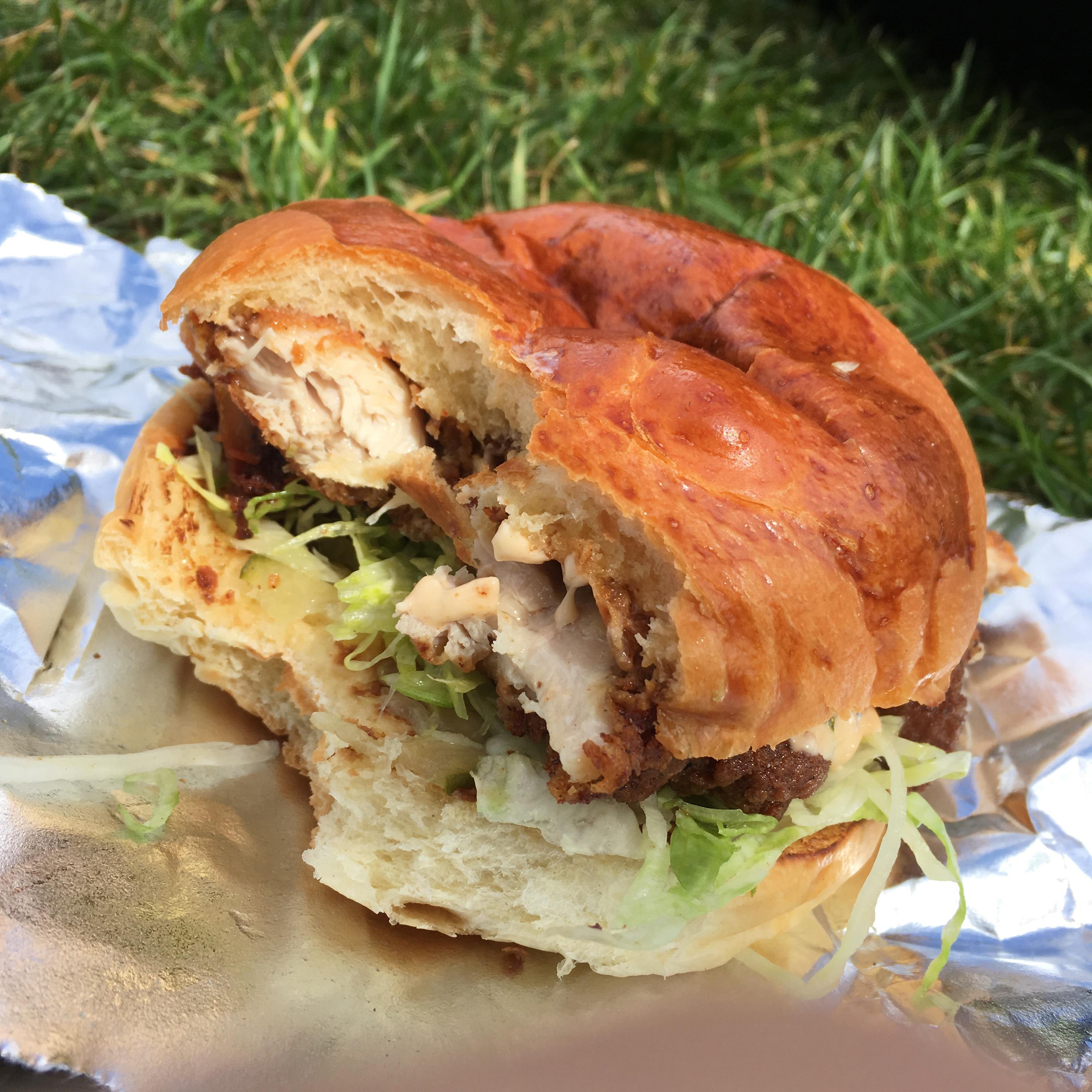 [i ate] buttermilk fried chicken burger with lettuce and pickles r/food