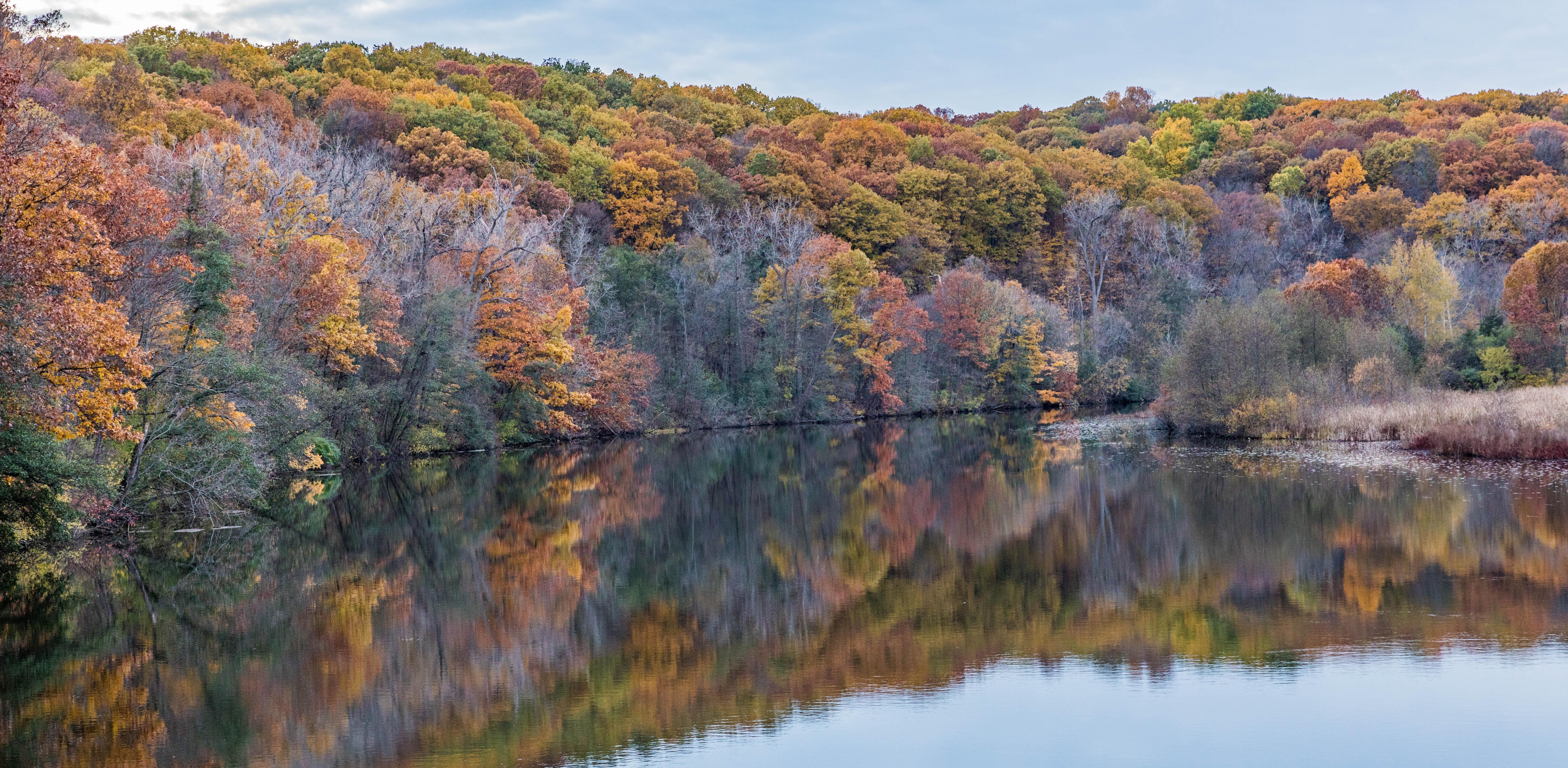 Autumn colors and the Huron River, on the north side of Ann Arbor, MI