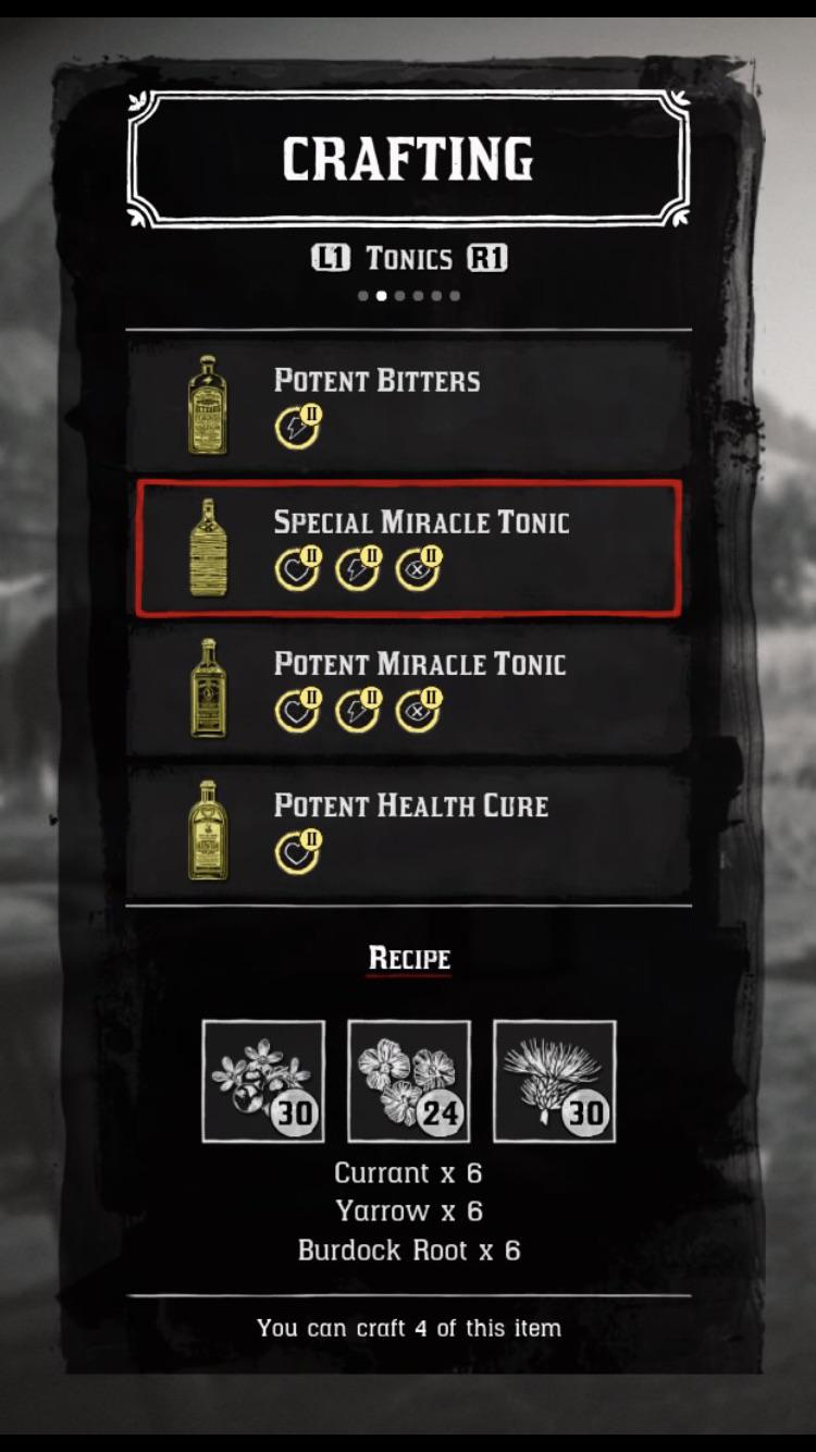Rdr2 Special Miracle Tonic Recipe