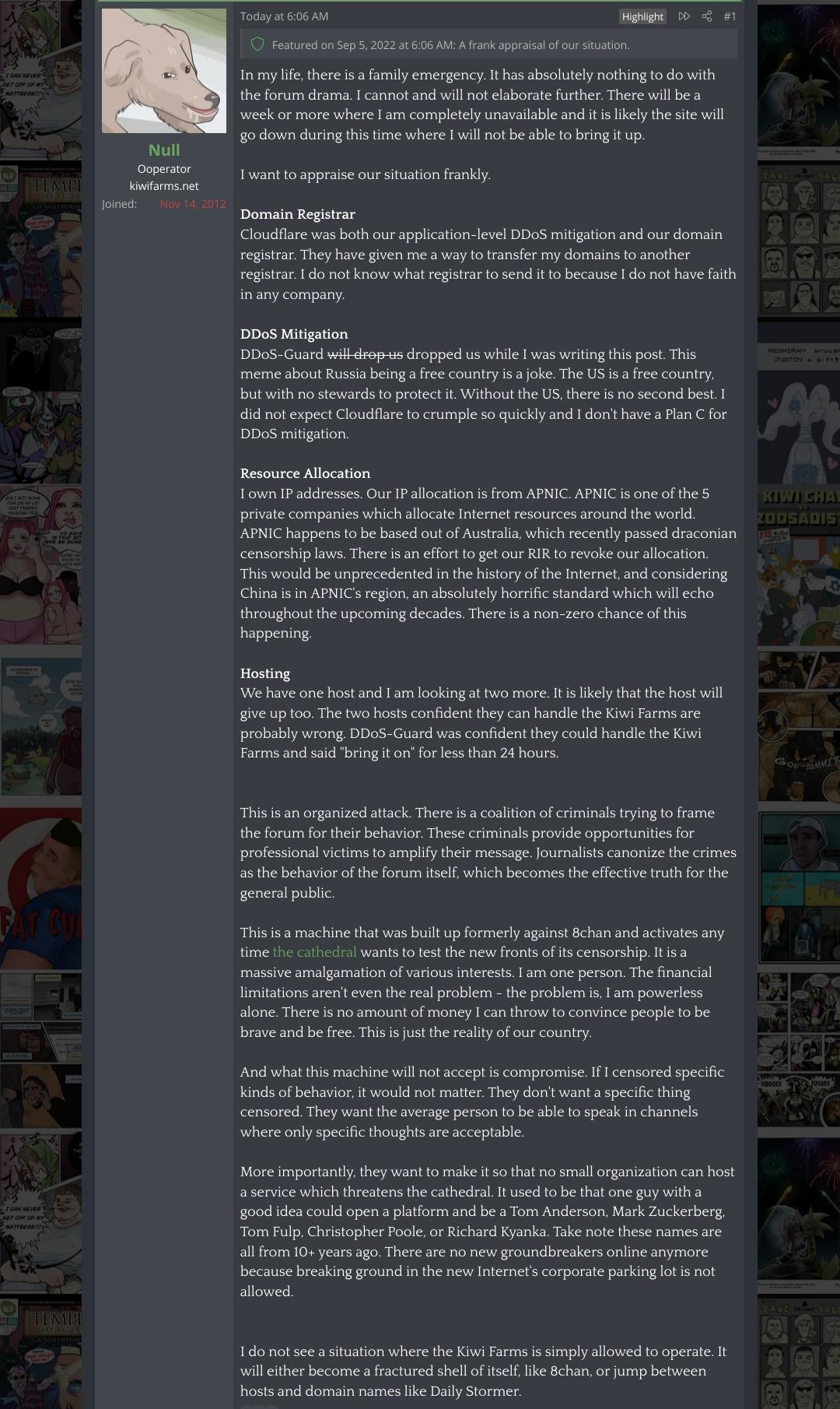 Major Kiwifarms Update : keffals