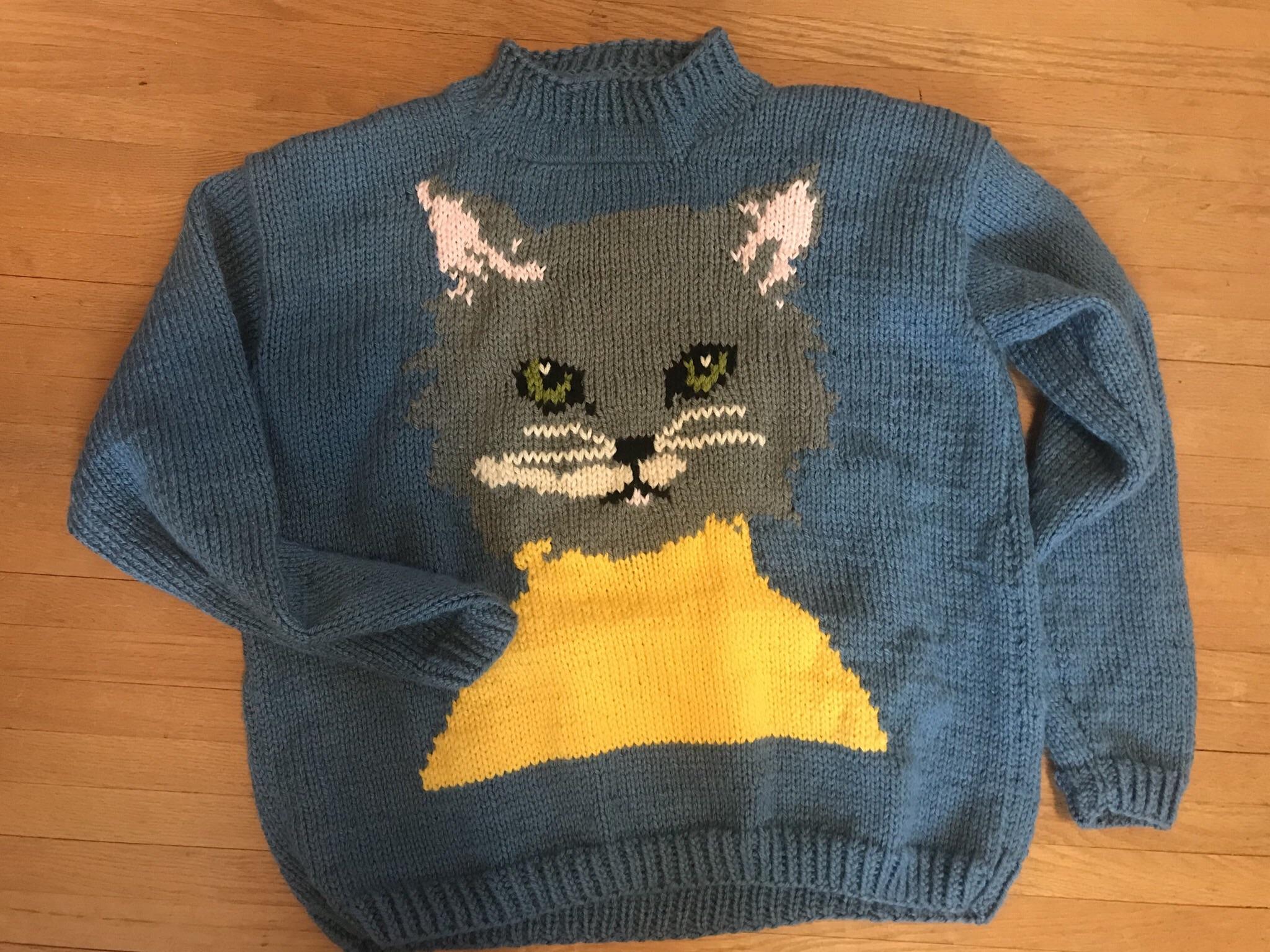 My knitting goal for a long time has been tacky intarsia sweaters. This