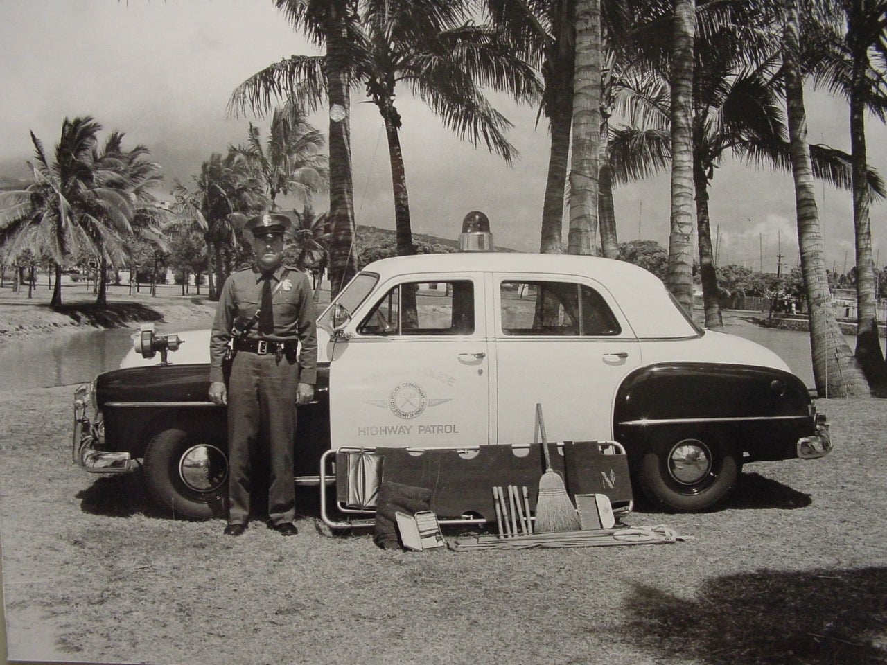 Honolulu PD Highway Patrol traffic car in the early 1950s. The patrol