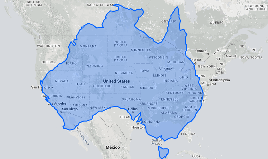 Australia compared to North America[860x512] r/MapPorn