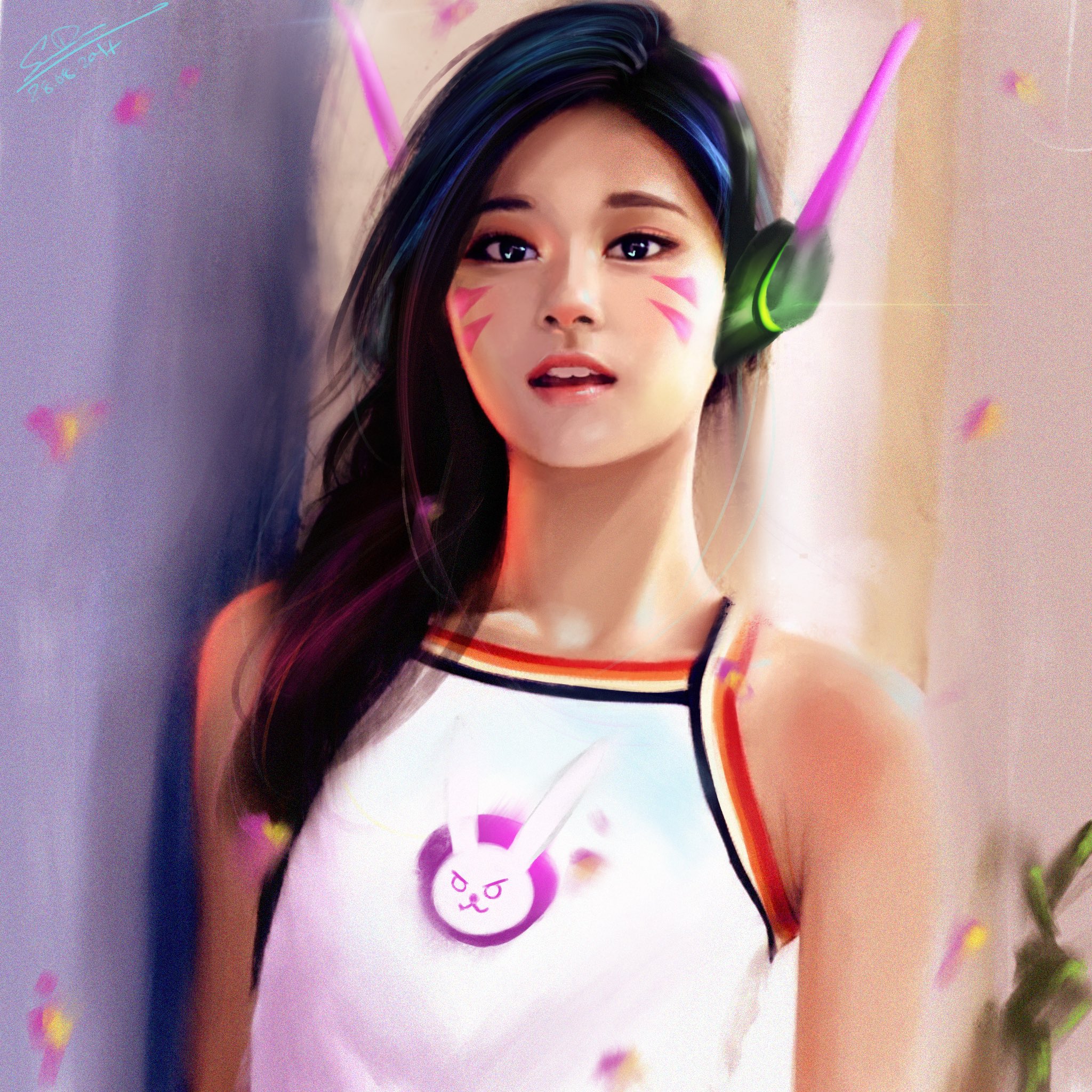 tzuyu / ow d.va mashup fanart twice