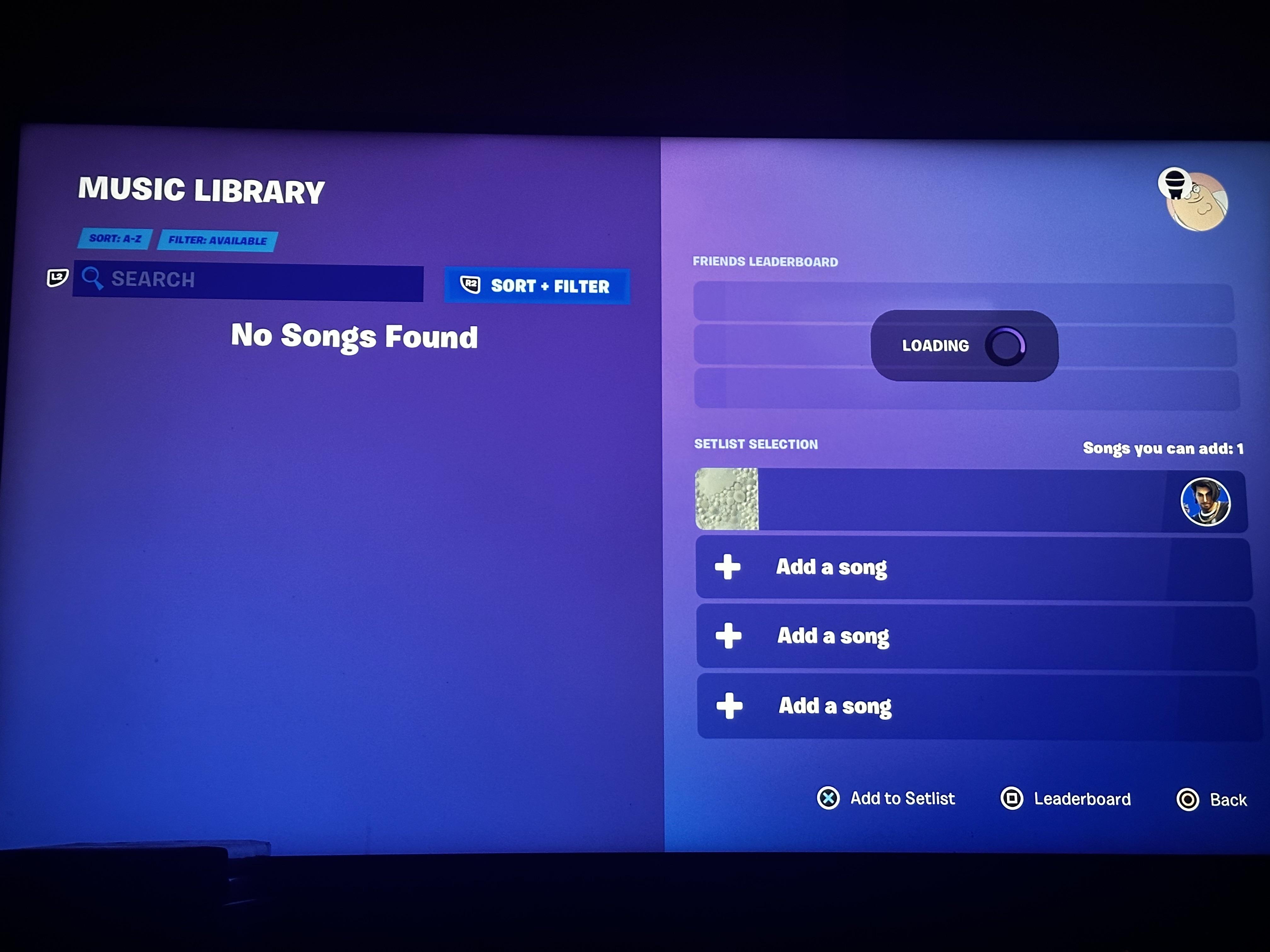 Anybody have an idea to why I cant pick a song, or even play fortnite