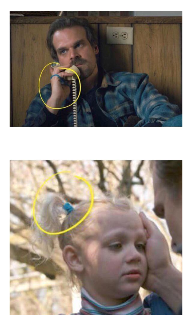 Hopper always wear his daughter scrunchy, and after Hopper, eleven also