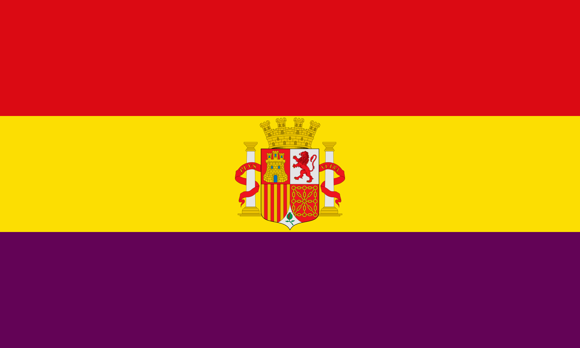 The Flag of the Second Spanish Republic, with a full third being purple