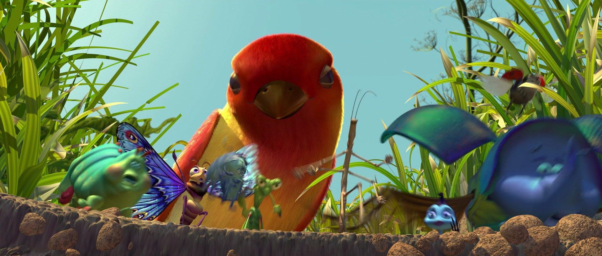 In Pixar's "A Bug's Life" (1998) the predatory bird is the only
